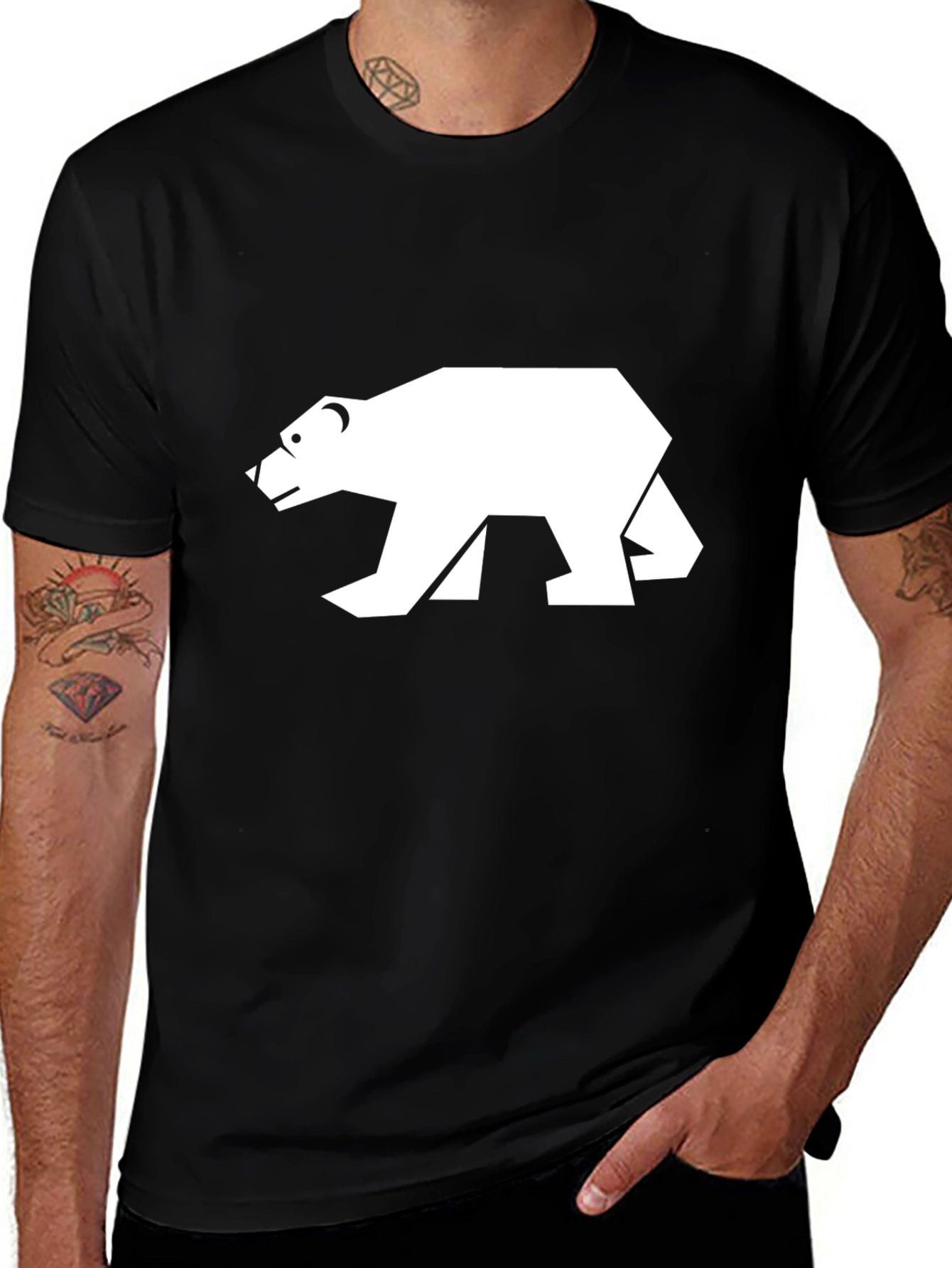 Variant 23 of Geometric Bear Graphic T-Shirt - Modern Design