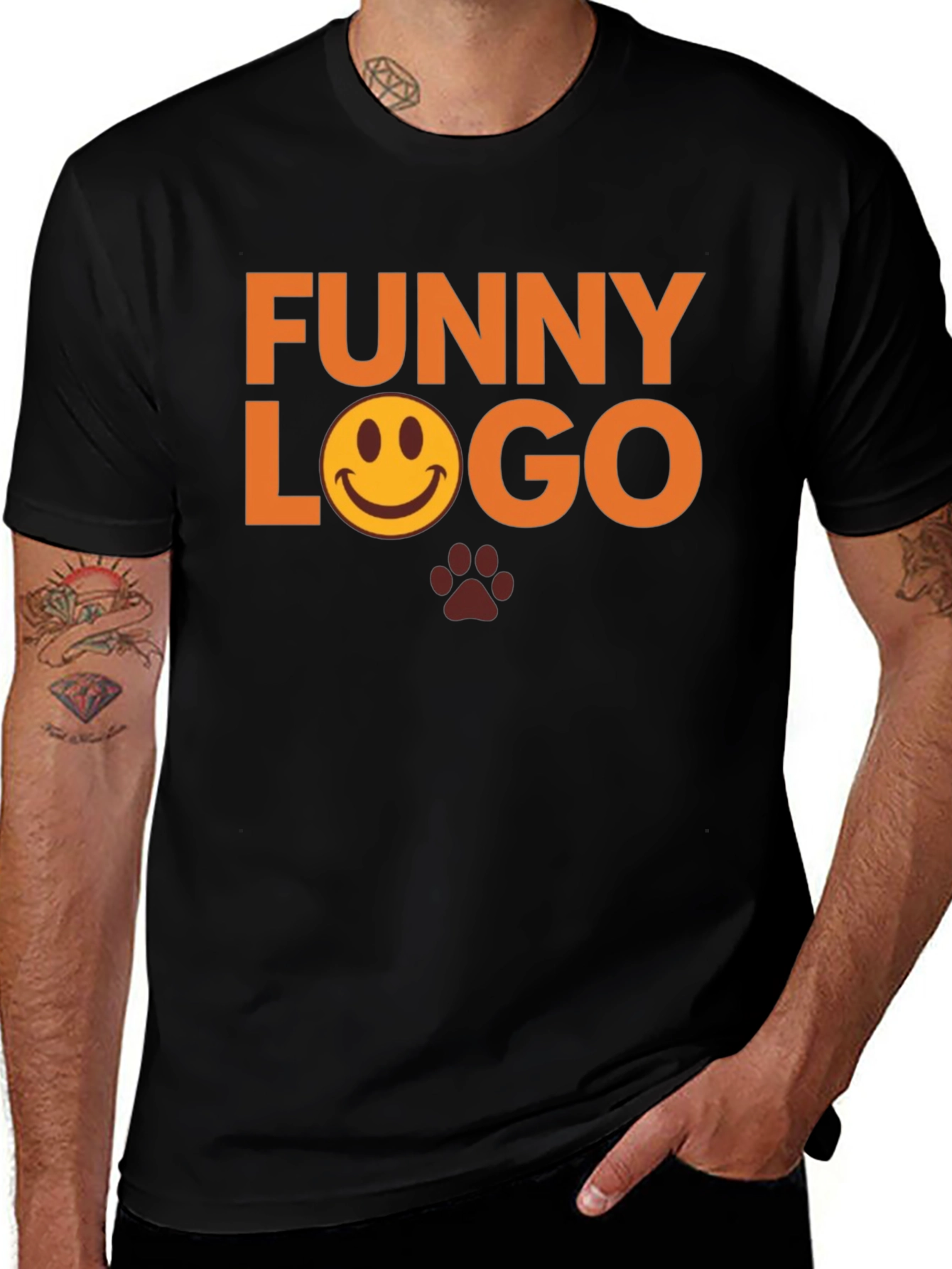 Variant 16 of Funny Logo Graphic Tee - Black Casual T-Shirt
