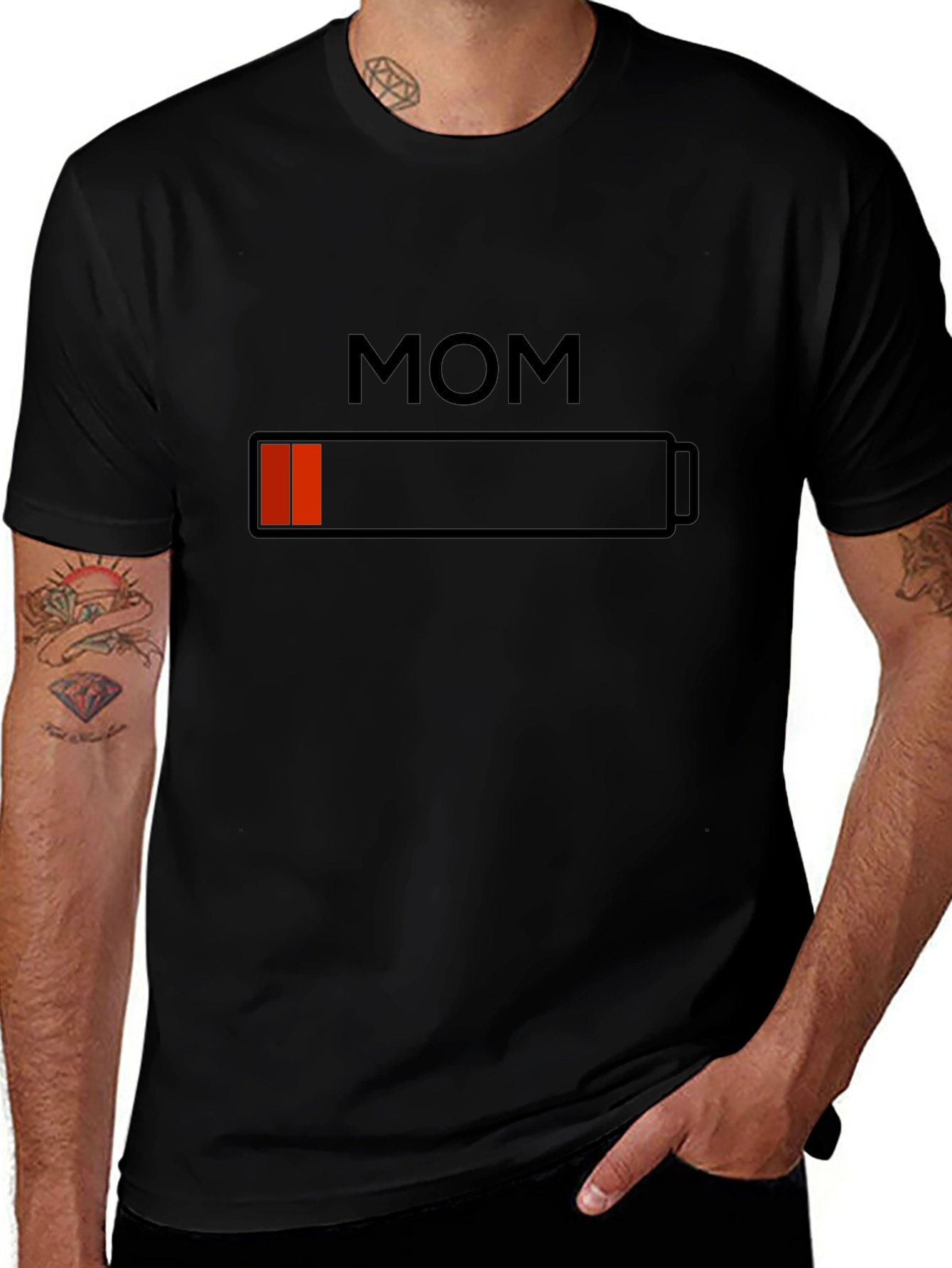 Variant 16 of Mom Low Battery Black Graphic T-Shirt