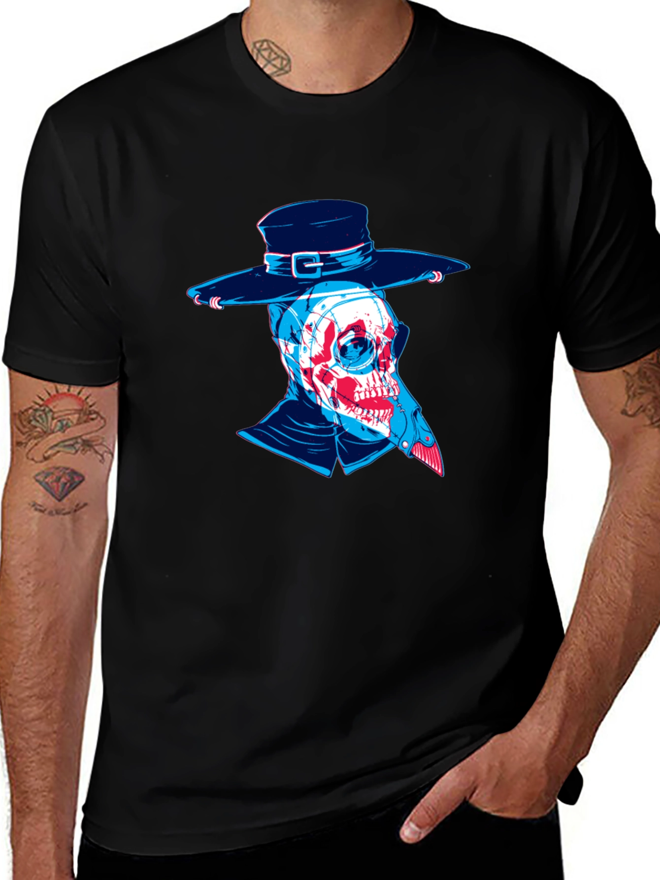 Variant 7 of Plague Doctor Skull Graphic Tee - Unique Design