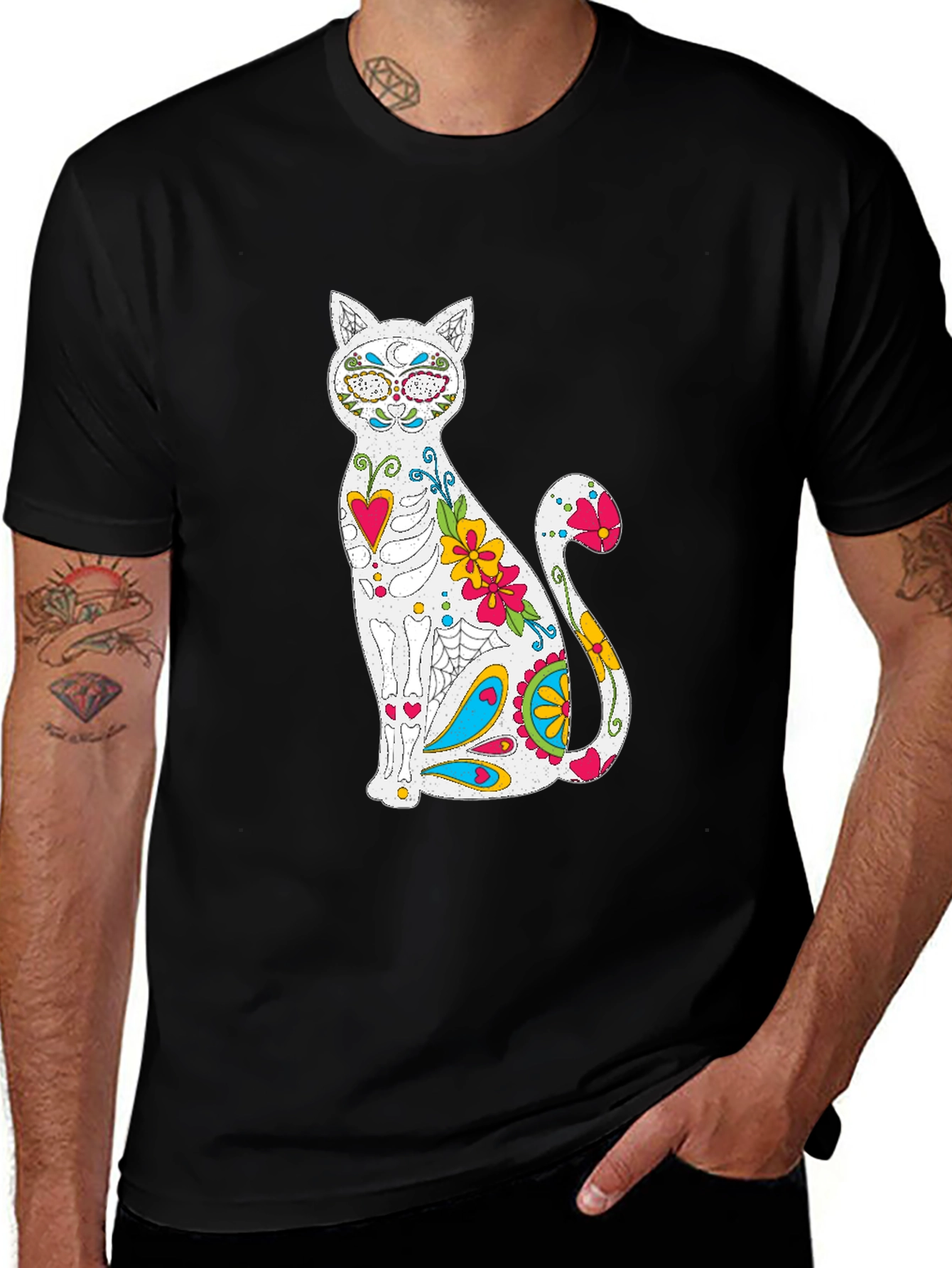 Variant 22 of Sugar Skull Cat Graphic T-Shirt