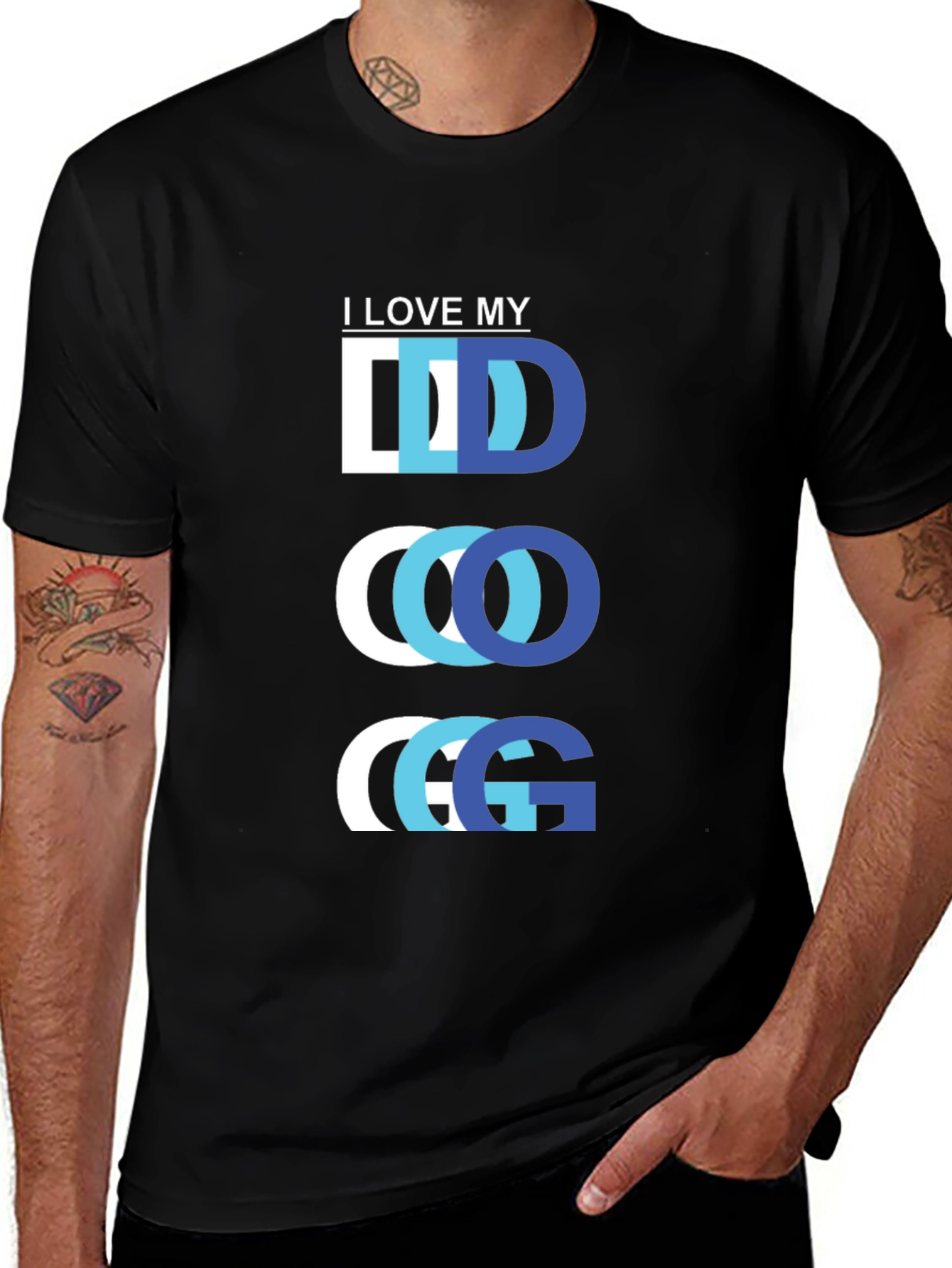 Variant 16 of I Love My Dog Graphic Tee - Black Casual T-Shirt