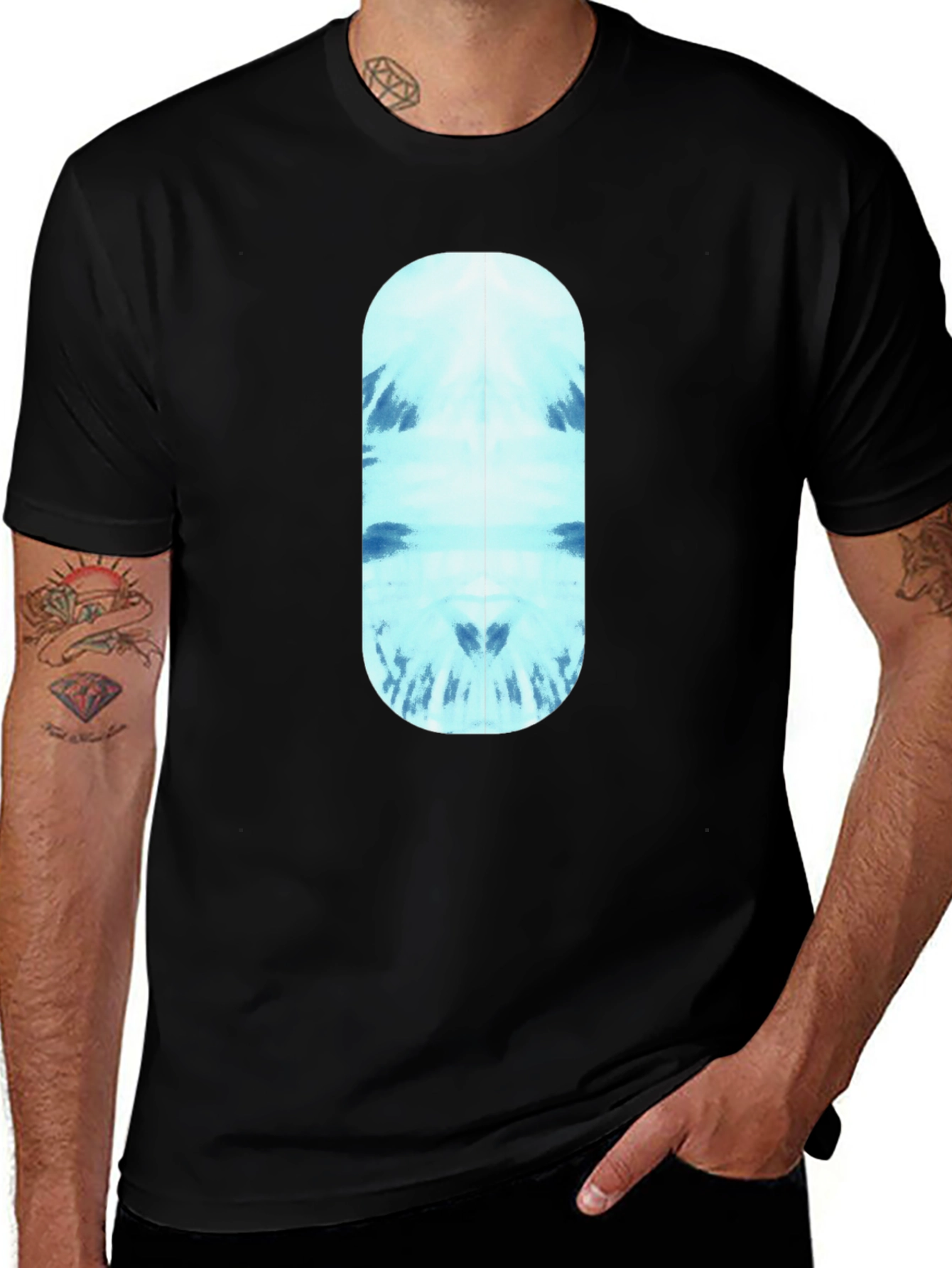 Variant 11 of Cool Blue Tie-Dye Capsule Graphic Black T-Shirt