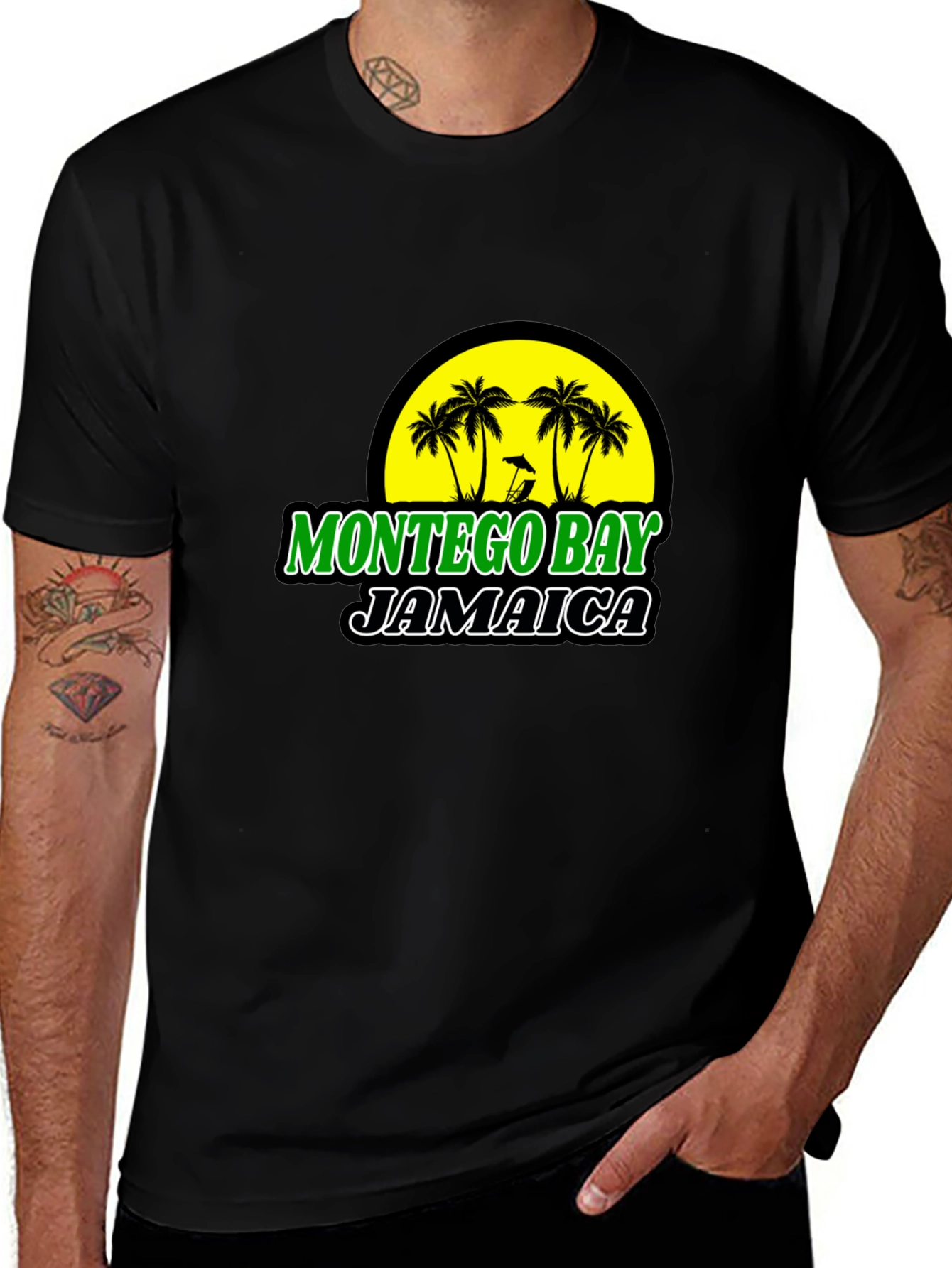 Montego Bay Jamaica T-Shirt Black Graphic Tee