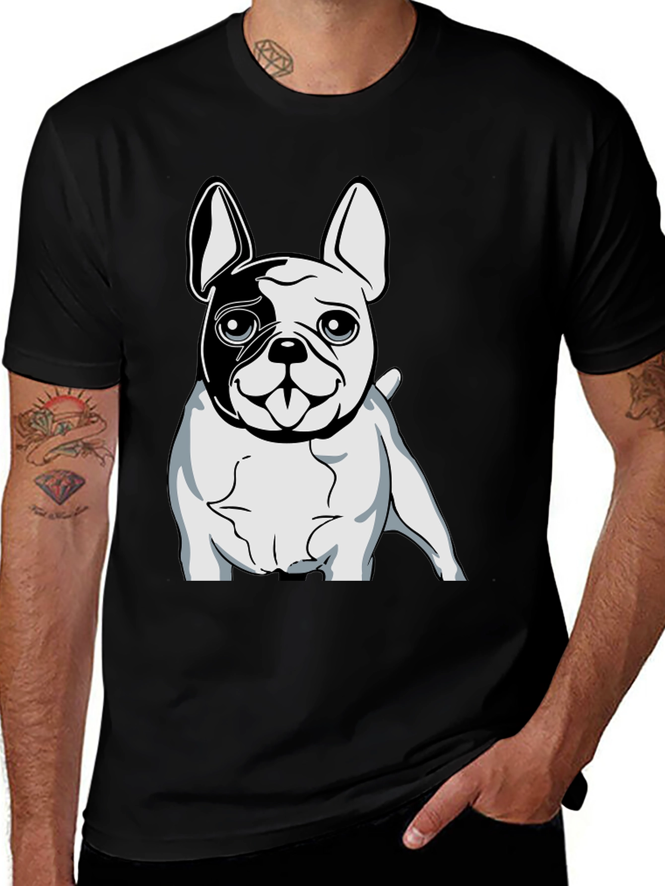 Variant 15 of Black T-Shirt with Bulldog Graphic Print