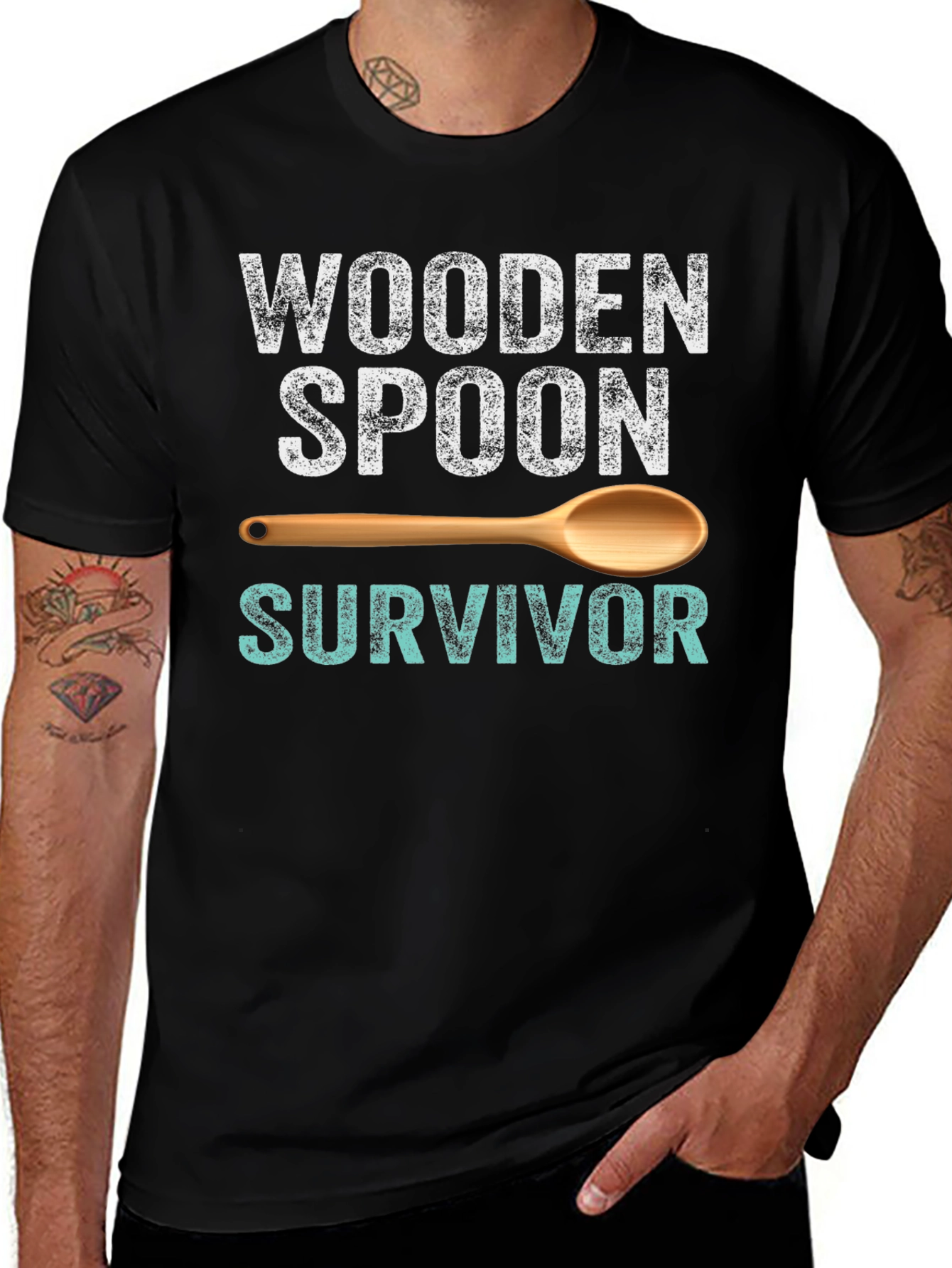 Variant 24 of Wooden Spoon Survivor Novelty T-Shirt