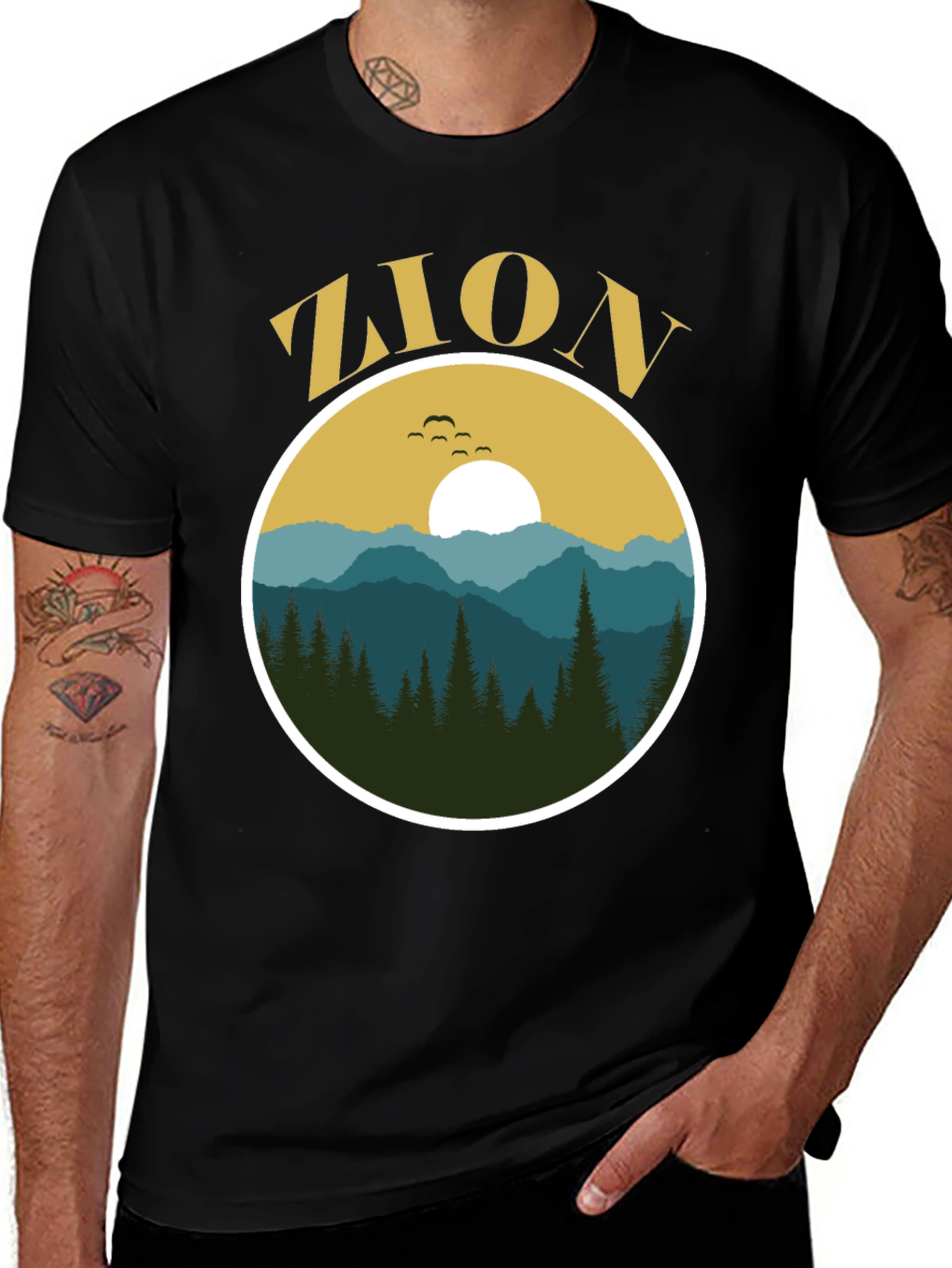 Zion Nature Graphic Black T-Shirt