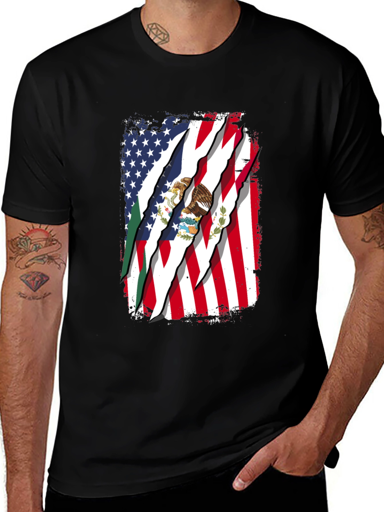 Variant 15 of USA Mexico Flag Graphic T-Shirt