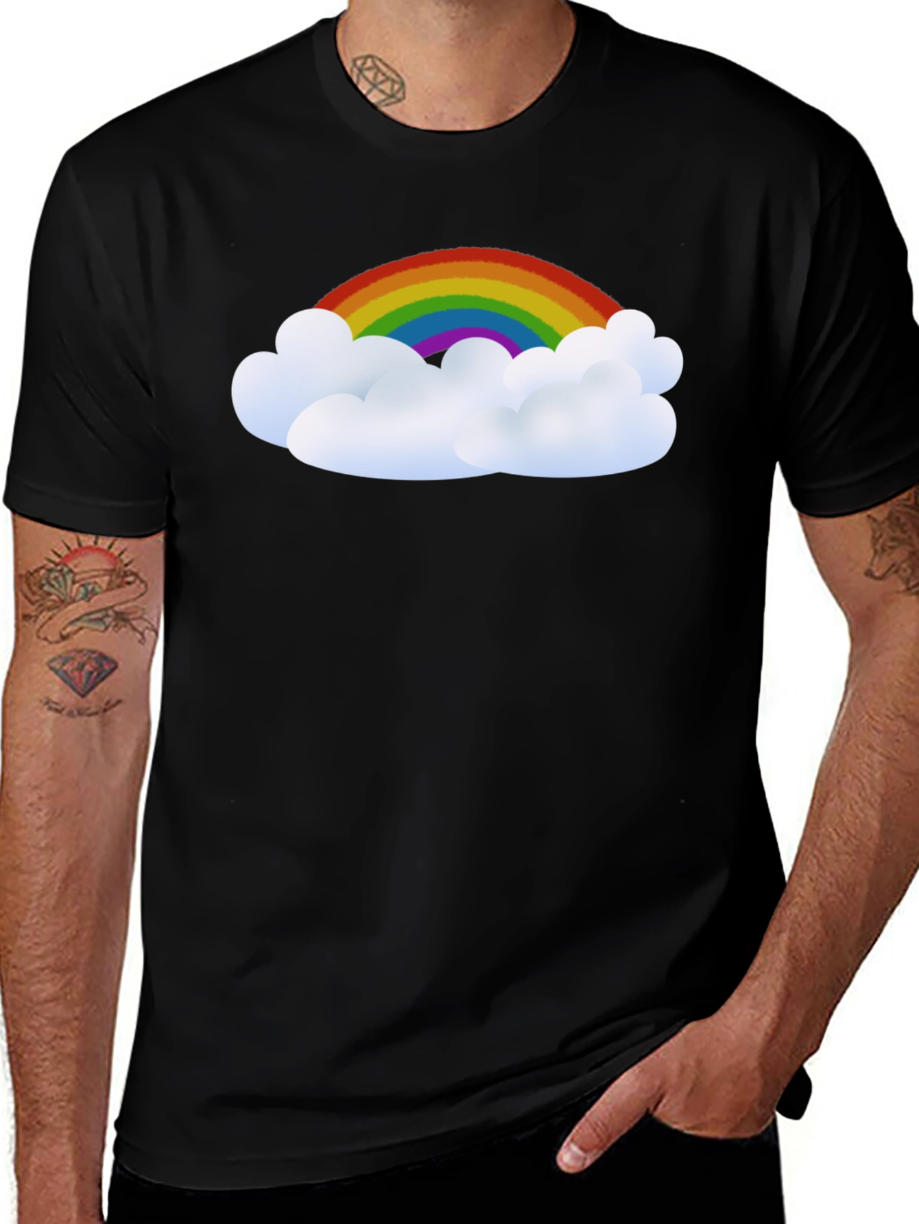 Variant 29 of Rainbow Cloud Graphic Black T-Shirt