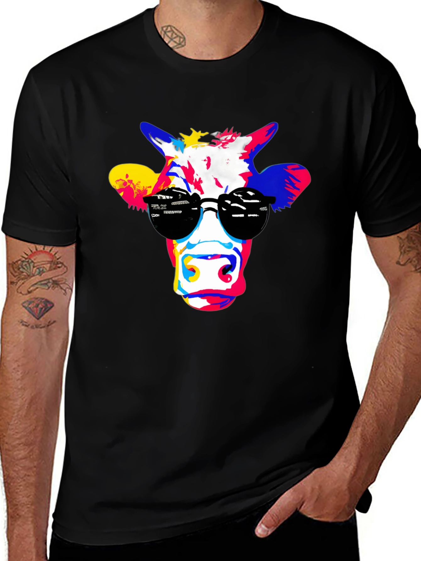 Variant 4 of Cool Cow Graphic T-Shirt - Fun & Unique Design