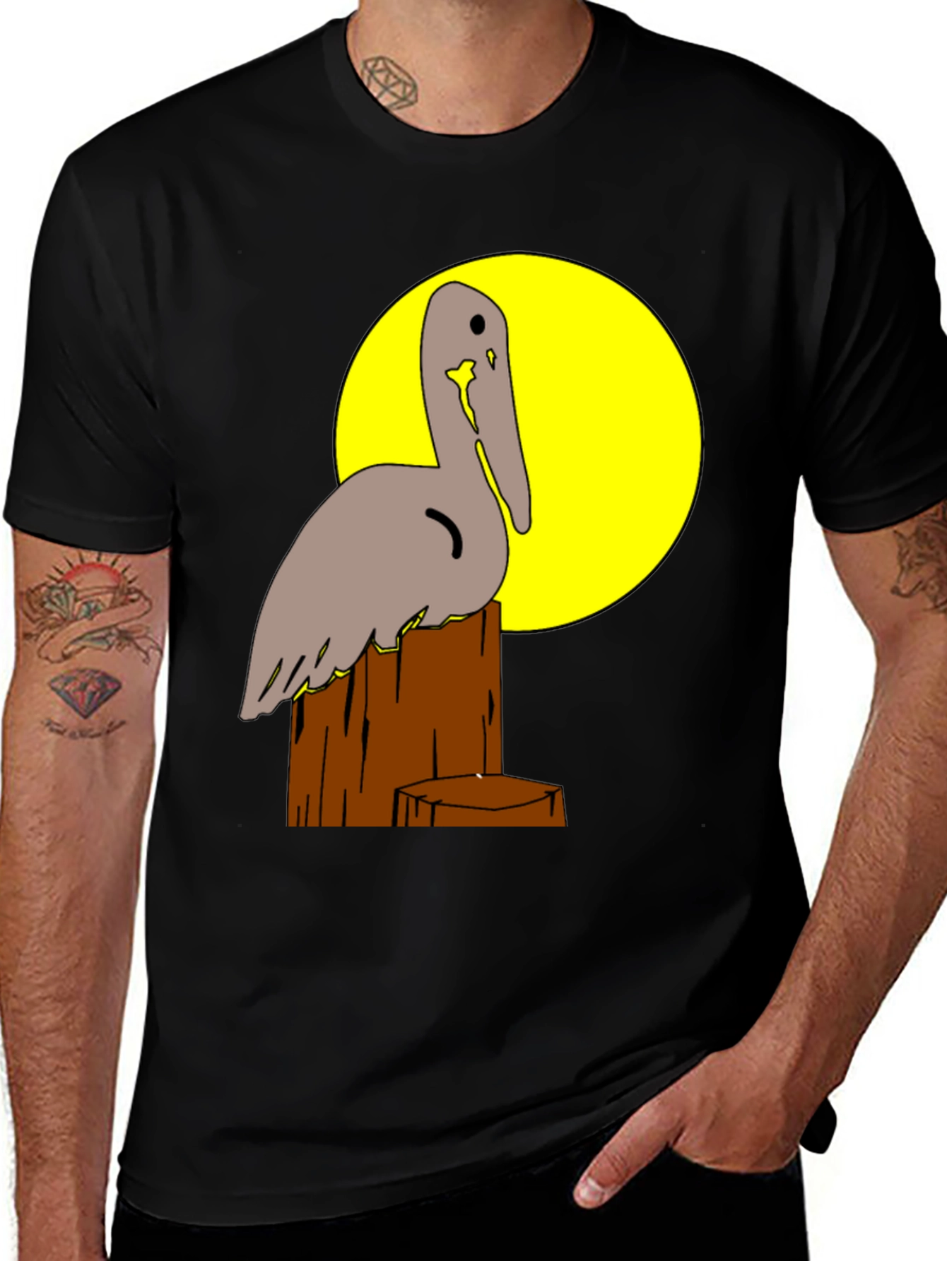 Variant 25 of Pelican Post T-Shirt - Black Cotton Graphic Tee