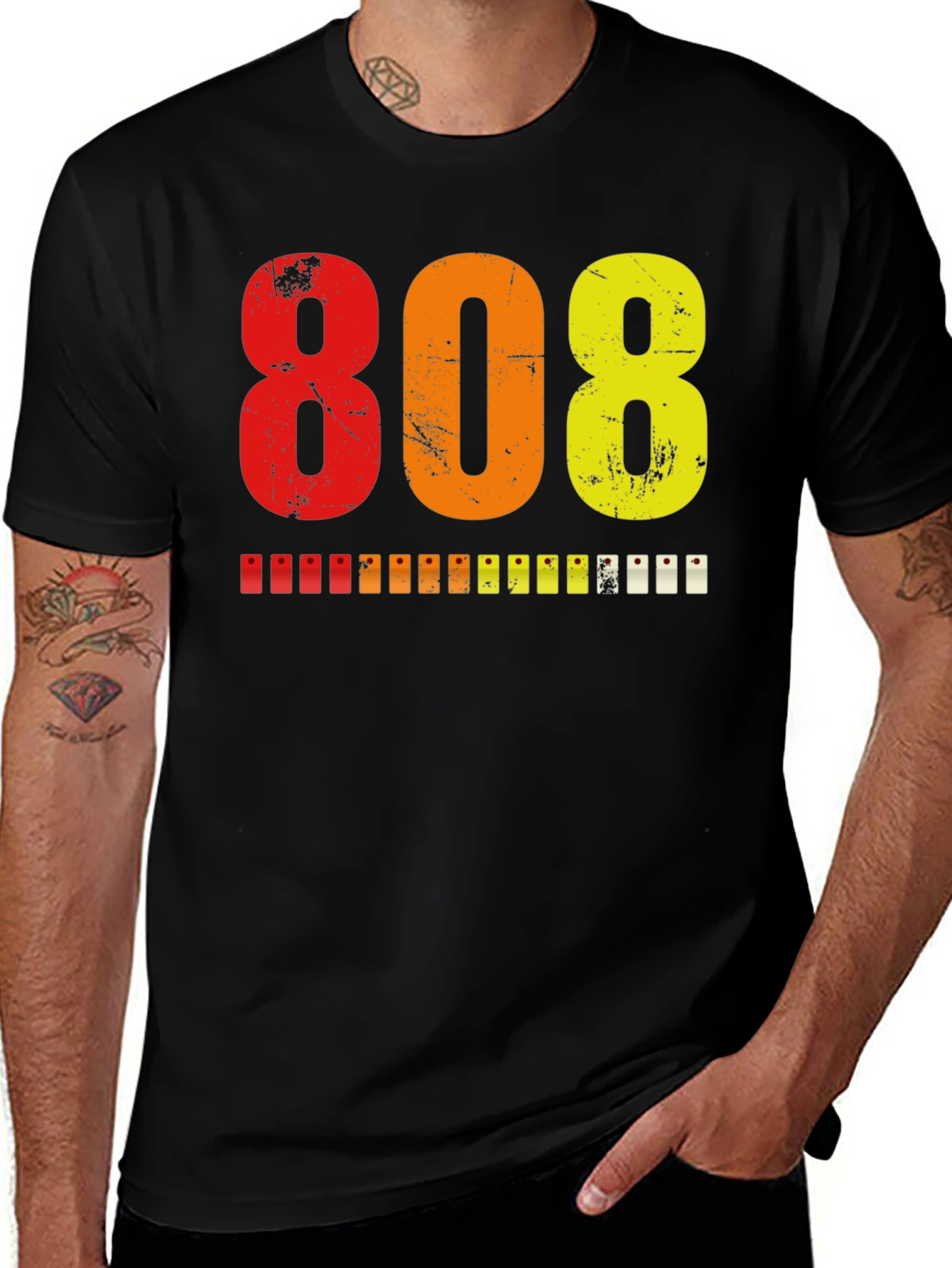 808 Graphic Print Black T-Shirt