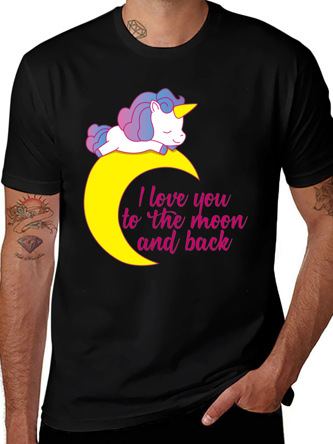 Variant 7 of Unicorn Moon Graphic Tee - I Love You to the Moon and Back Shirt