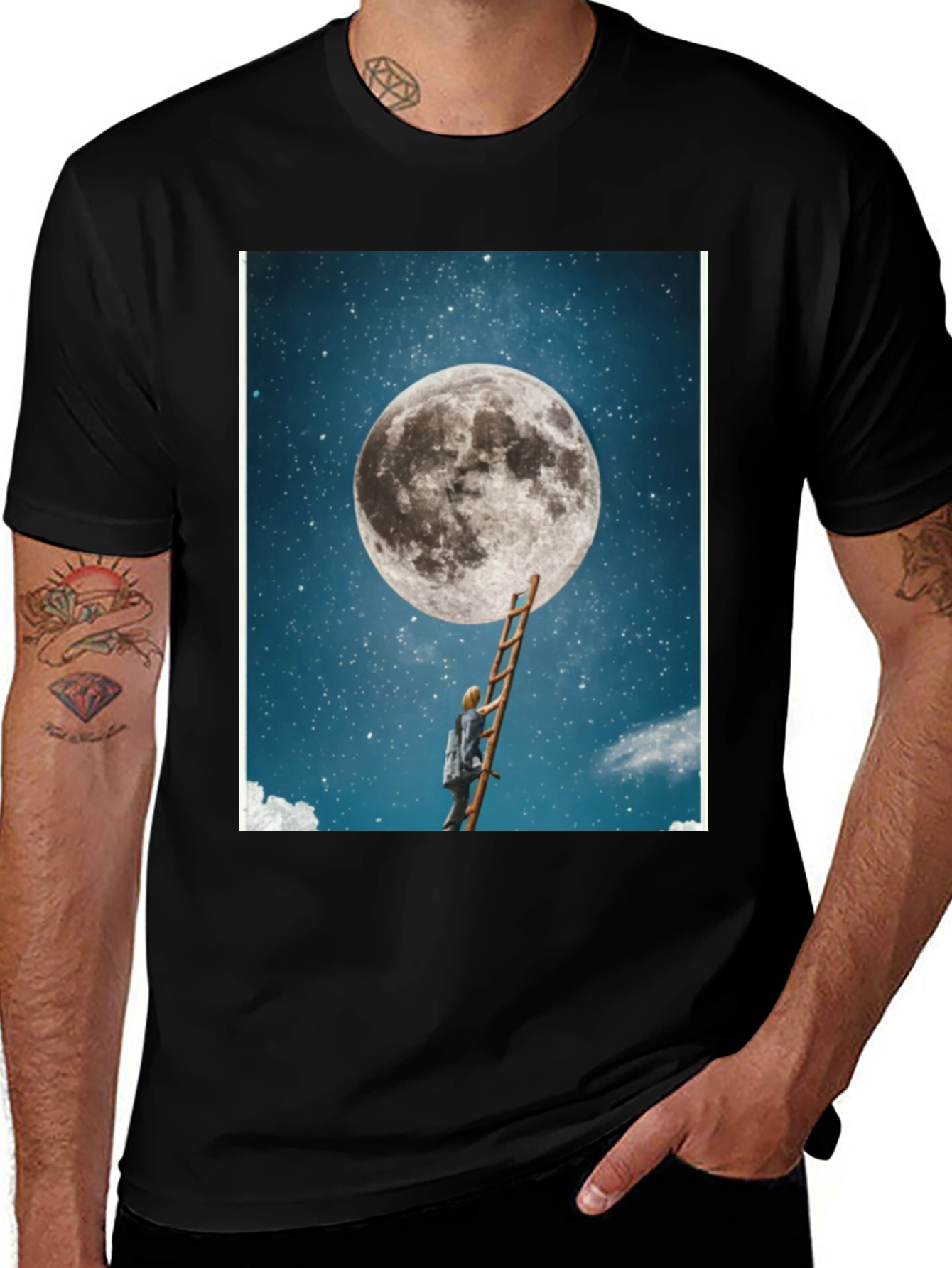 Black Moon Ladder Graphic T-Shirt - Black main image