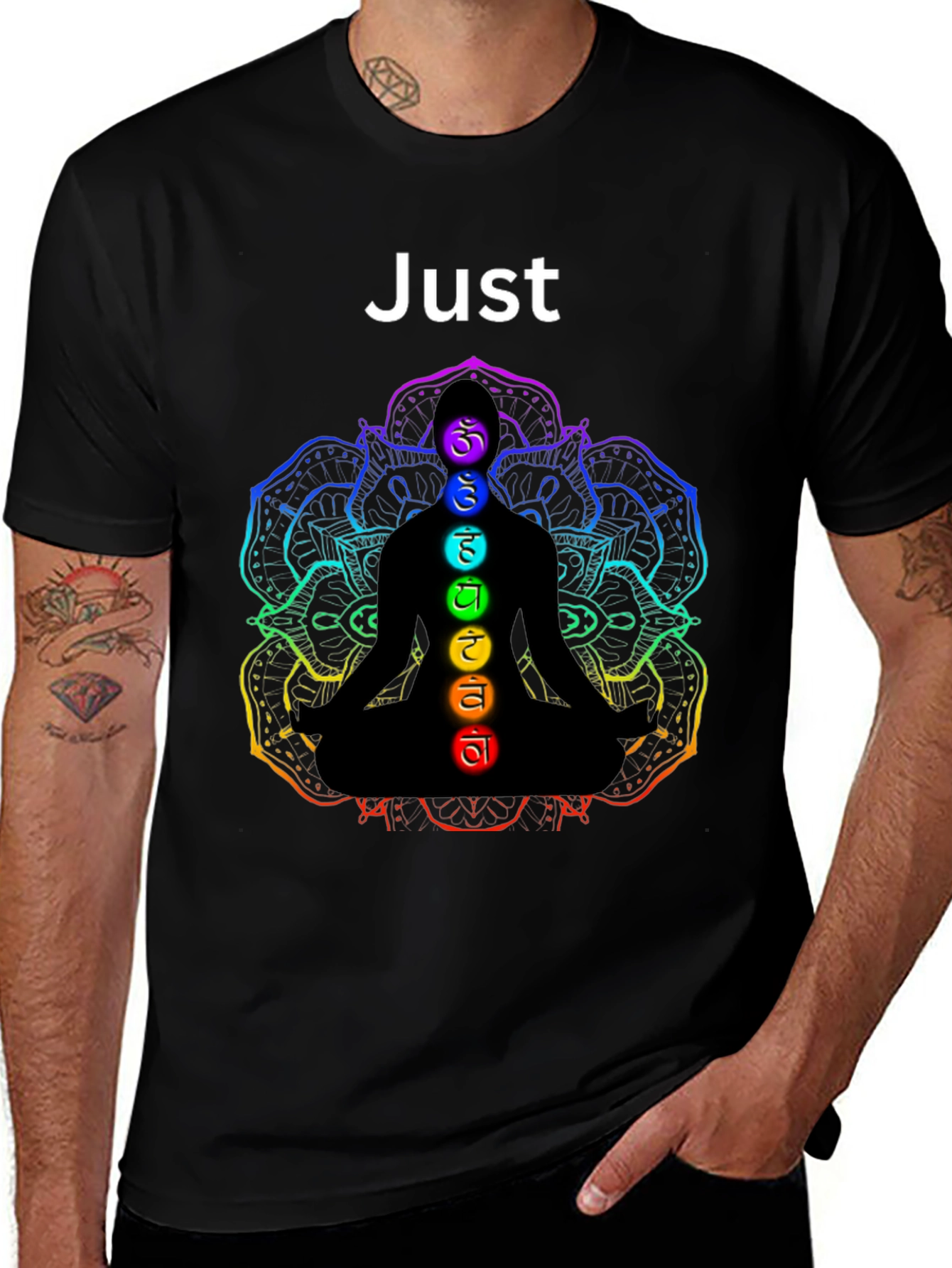 Variant 19 of Chakra Meditation Graphic T-Shirt - Just Breathe