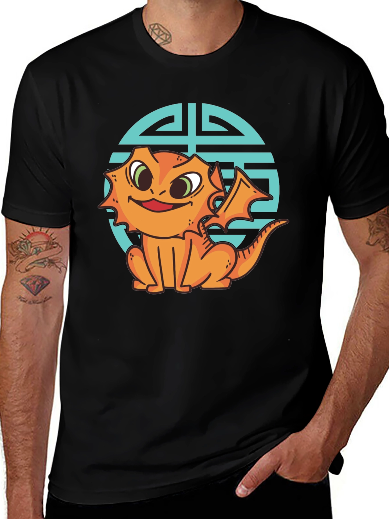 Variant 7 of Cute Dragon Graphic Tee - Unisex Black T-Shirt