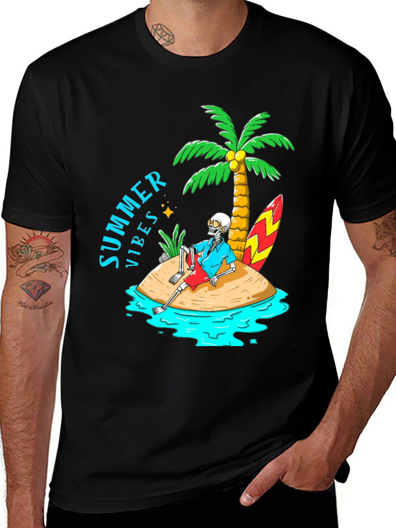 Variant 22 of Summer Vibes Skeleton Island Graphic Tee