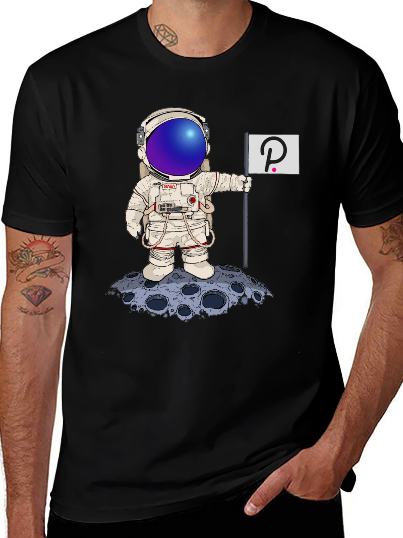 Astronaut Polkadot Graphic Tee - Space Crypto Fashion