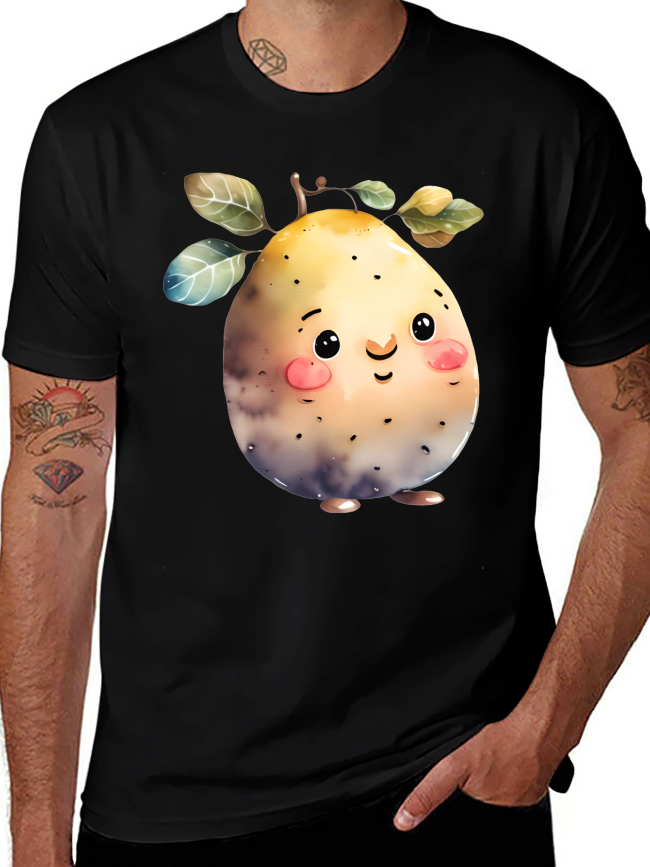 Variant 12 of Cute Pear Graphic Black T-Shirt