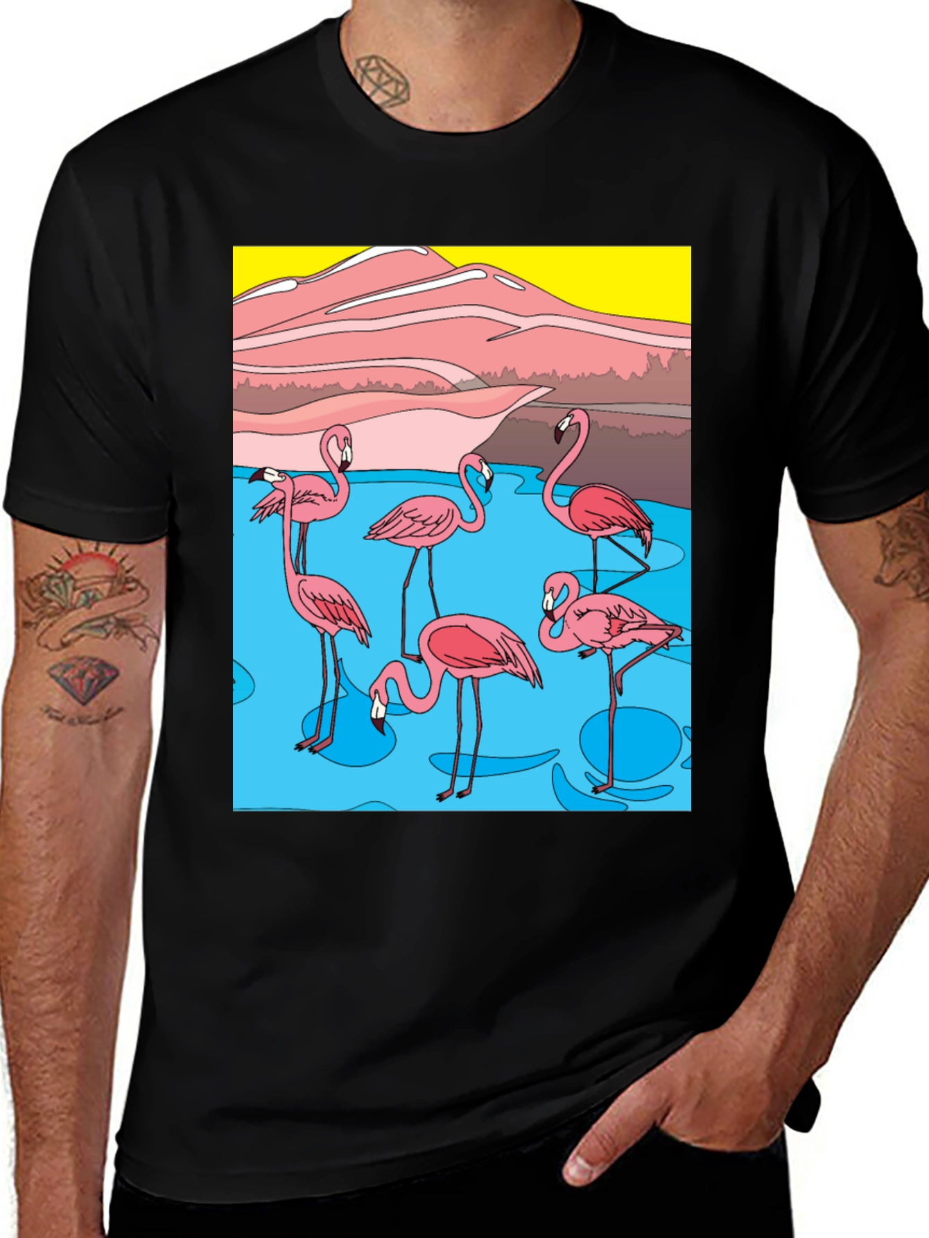 Funky Flamingo Graphic Tee - Soft Cotton Blend