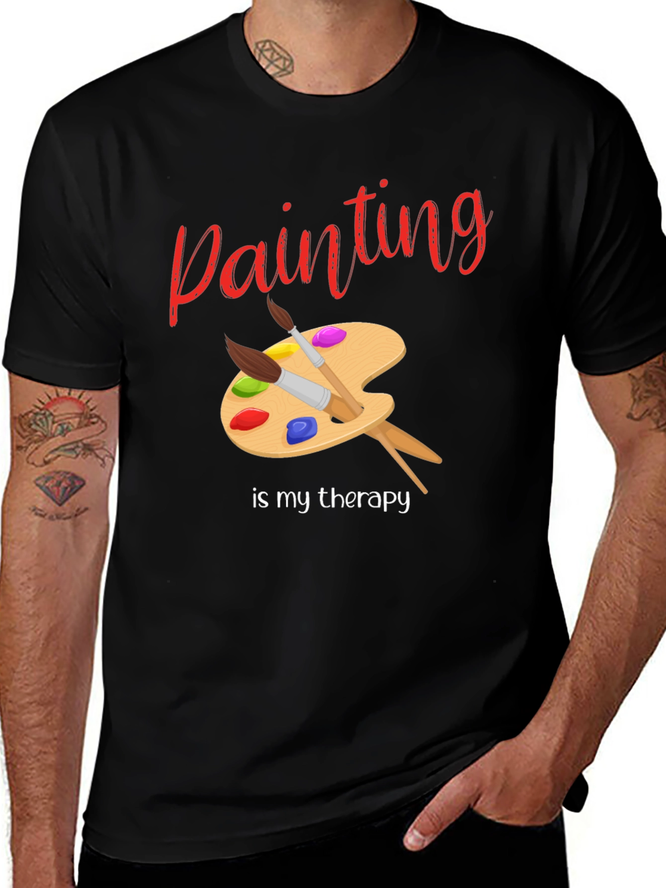 Variant 13 of Painting Is My Therapy T-Shirt - Artist Palette Design