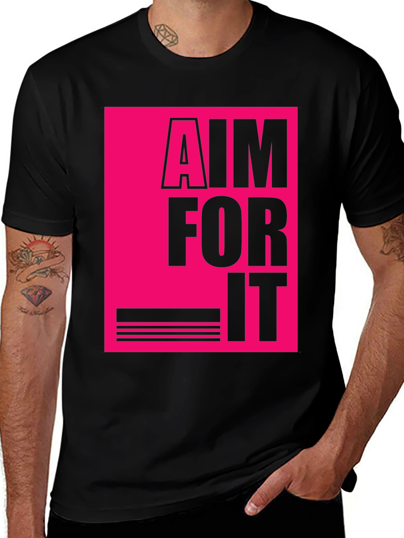 Variant 28 of Aim For It Graphic T-Shirt - Black Tee