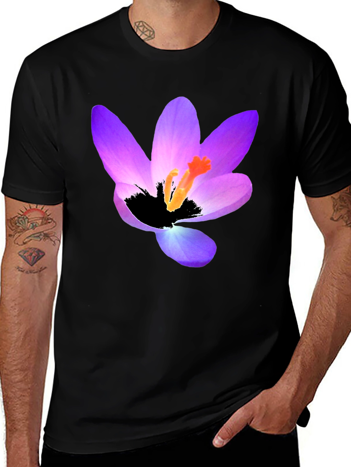 Variant 27 of Floral Print Black T-Shirt - Stylish Men's Tee