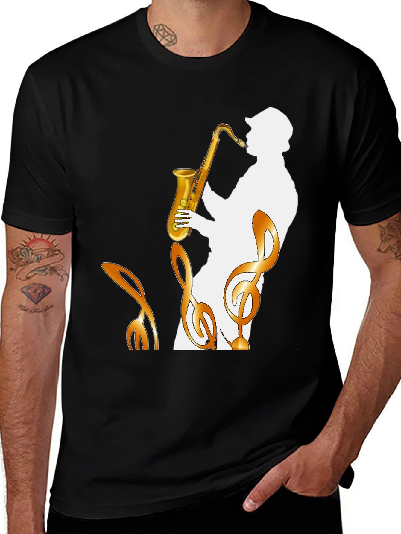 Saxophone Player Graphic Tee - Cool Jazz Music Shirt