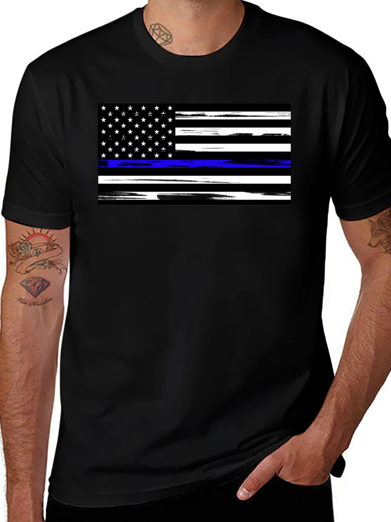 Variant 4 of Thin Blue Line USA Flag Graphic T-Shirt