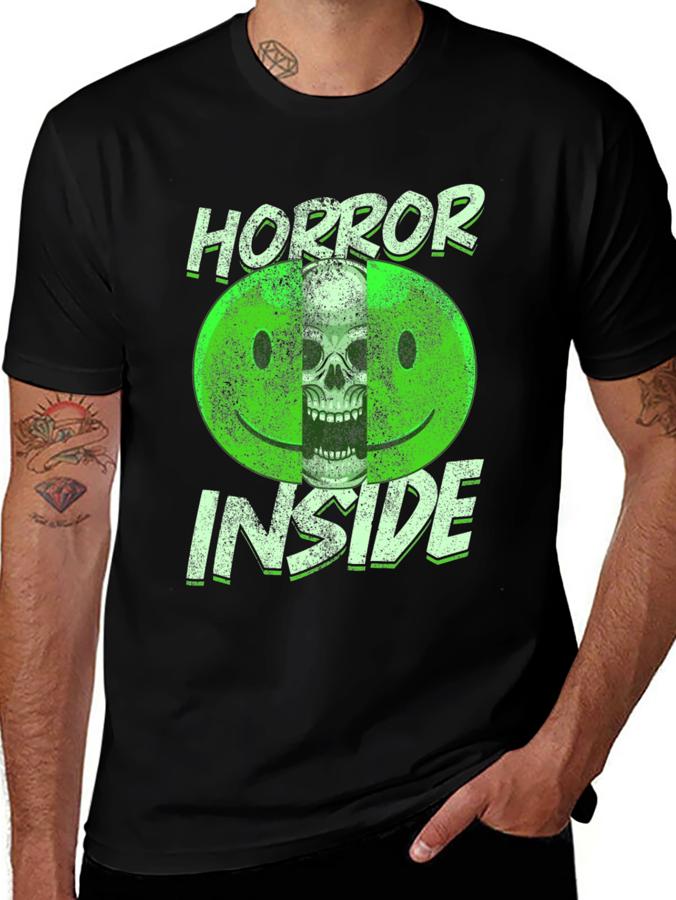 Variant 7 of Horror Inside Smiley Face Graphic Tee
