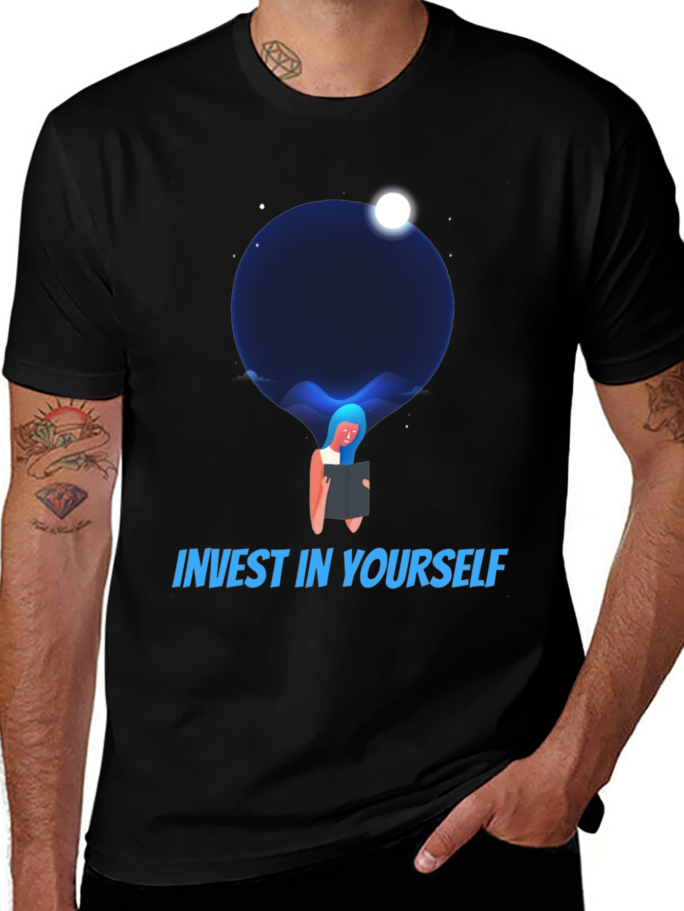 Variant 7 of Invest in Yourself Black Graphic Tee