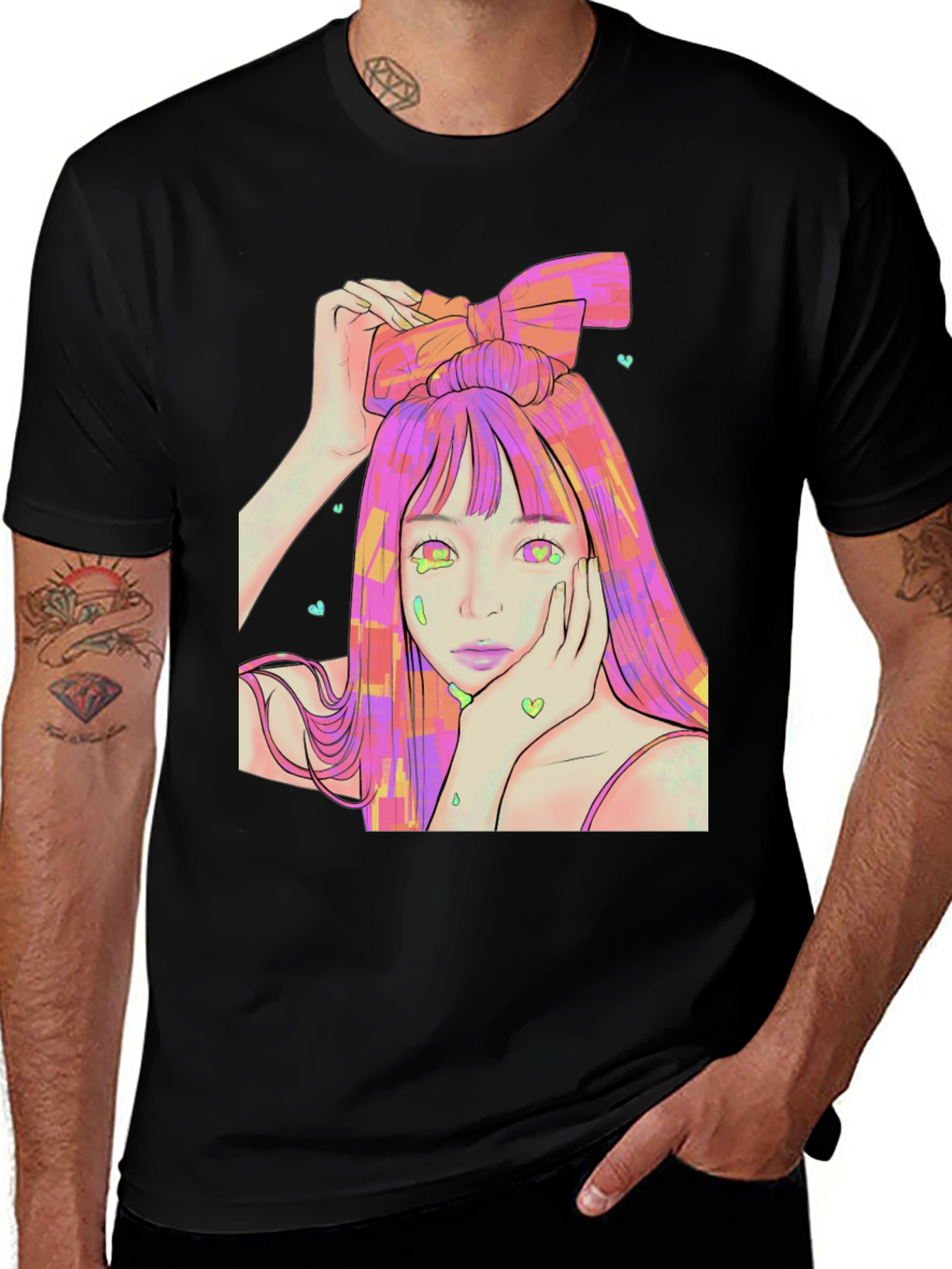 Variant 20 of Anime Girl Graphic Tee - Black T-Shirt