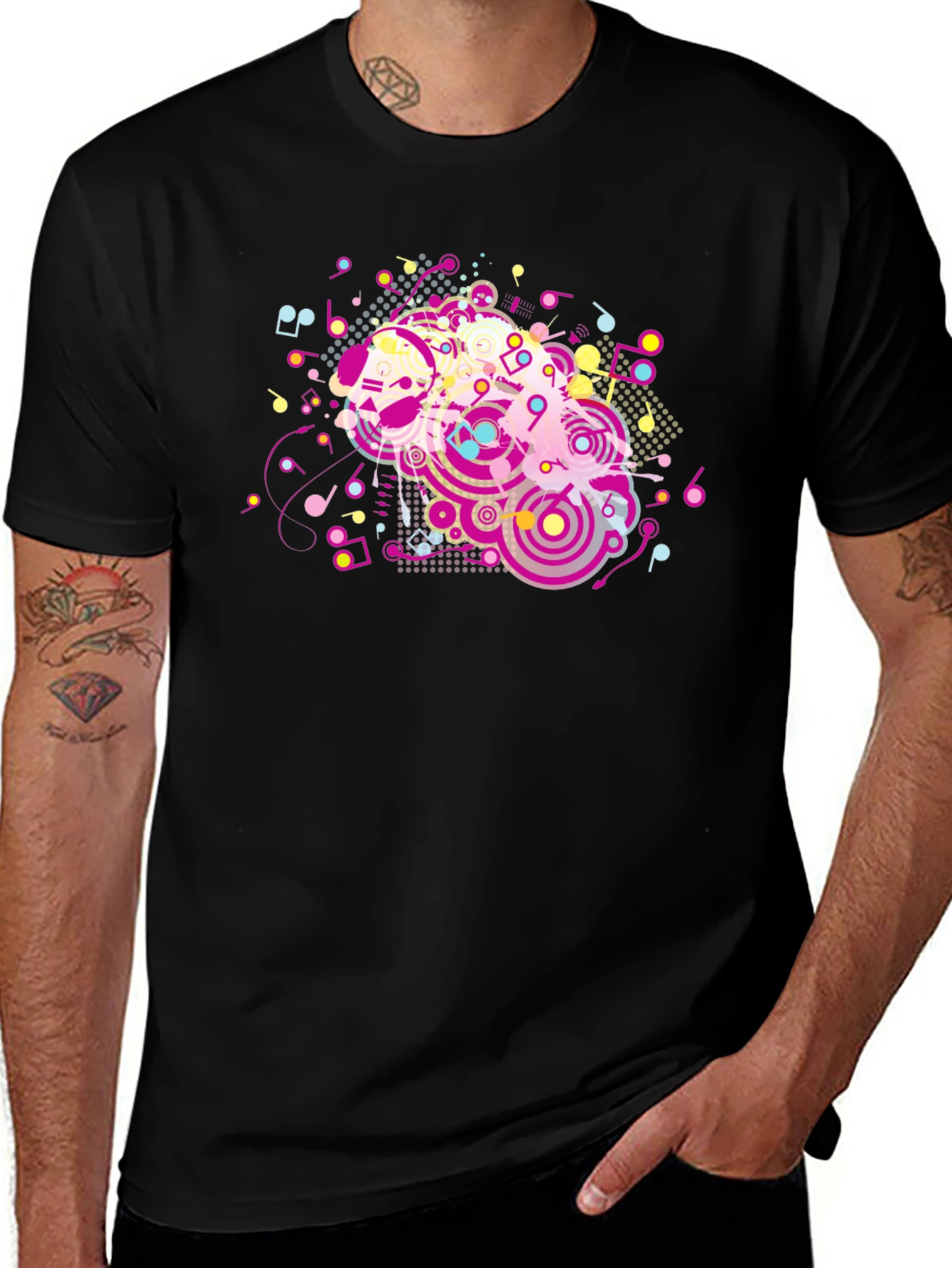 Variant 9 of Abstract Music Graphic Black T-Shirt