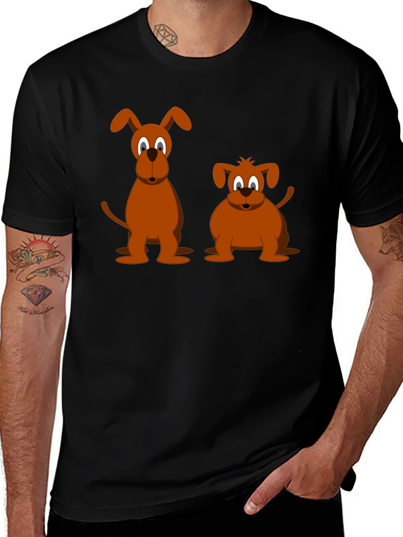 Variant 19 of Cute Cartoon Dog Print Black T-Shirt