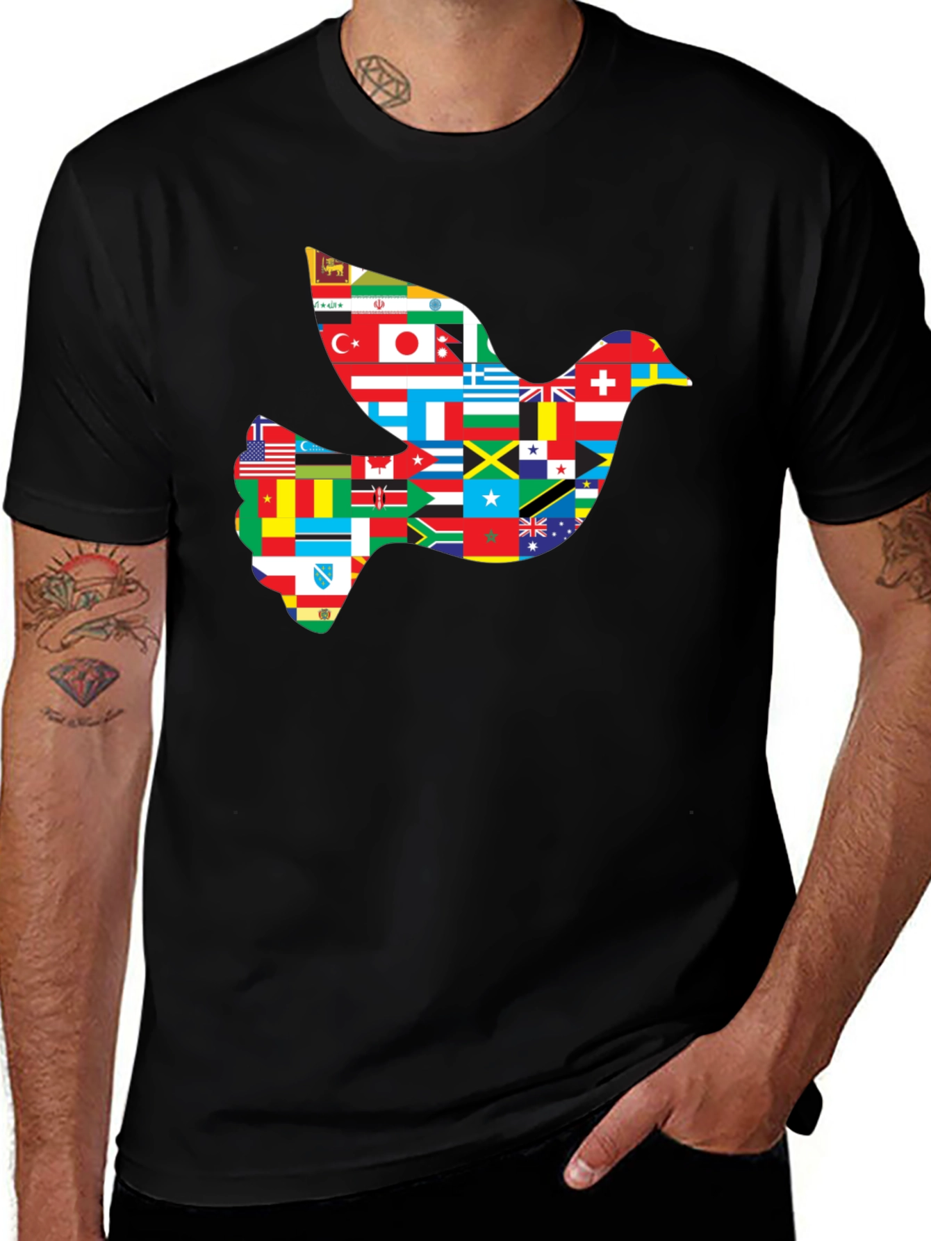 Variant 11 of Dove of Peace Flags Graphic T-Shirt