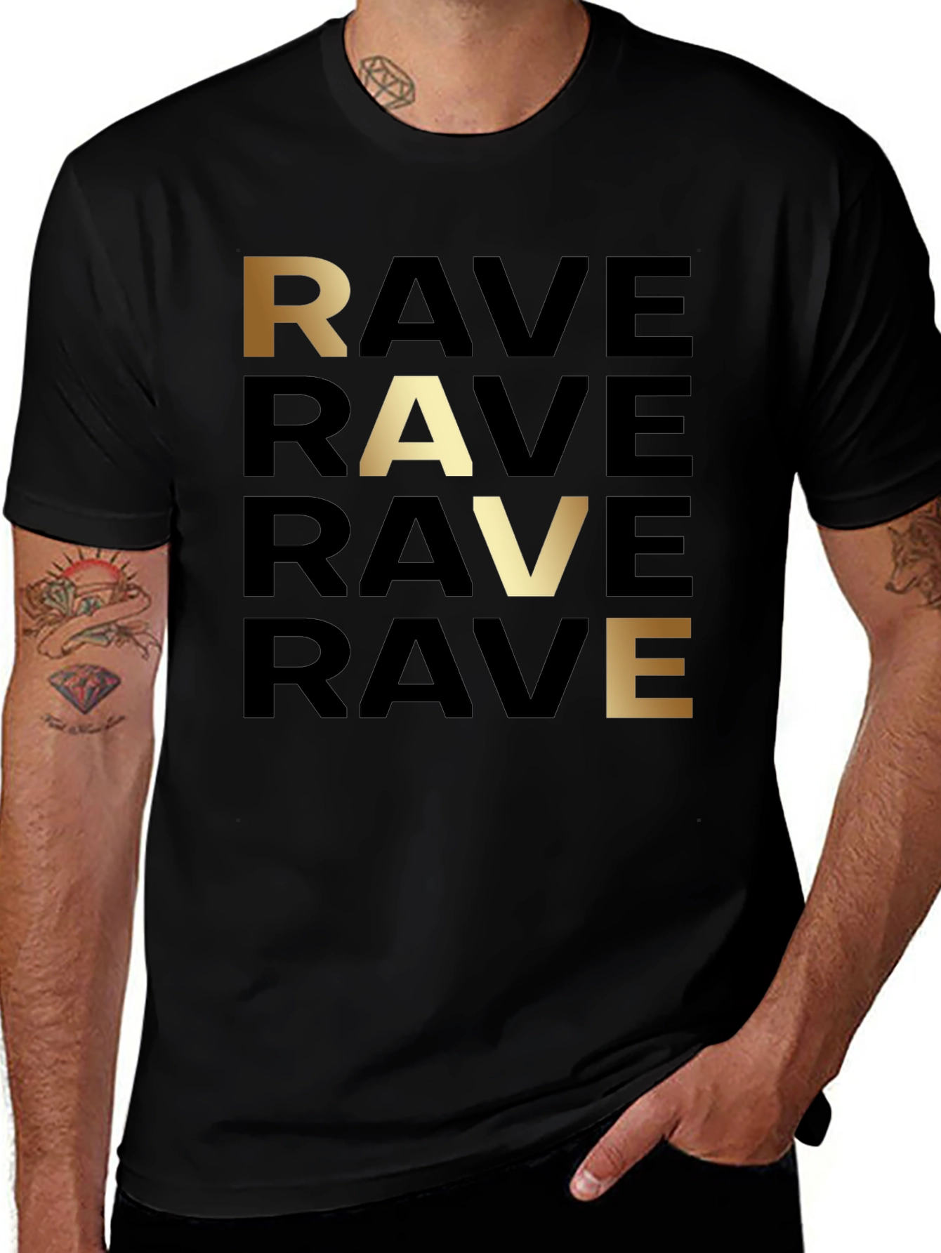 Rave Text Graphic Print T-Shirt