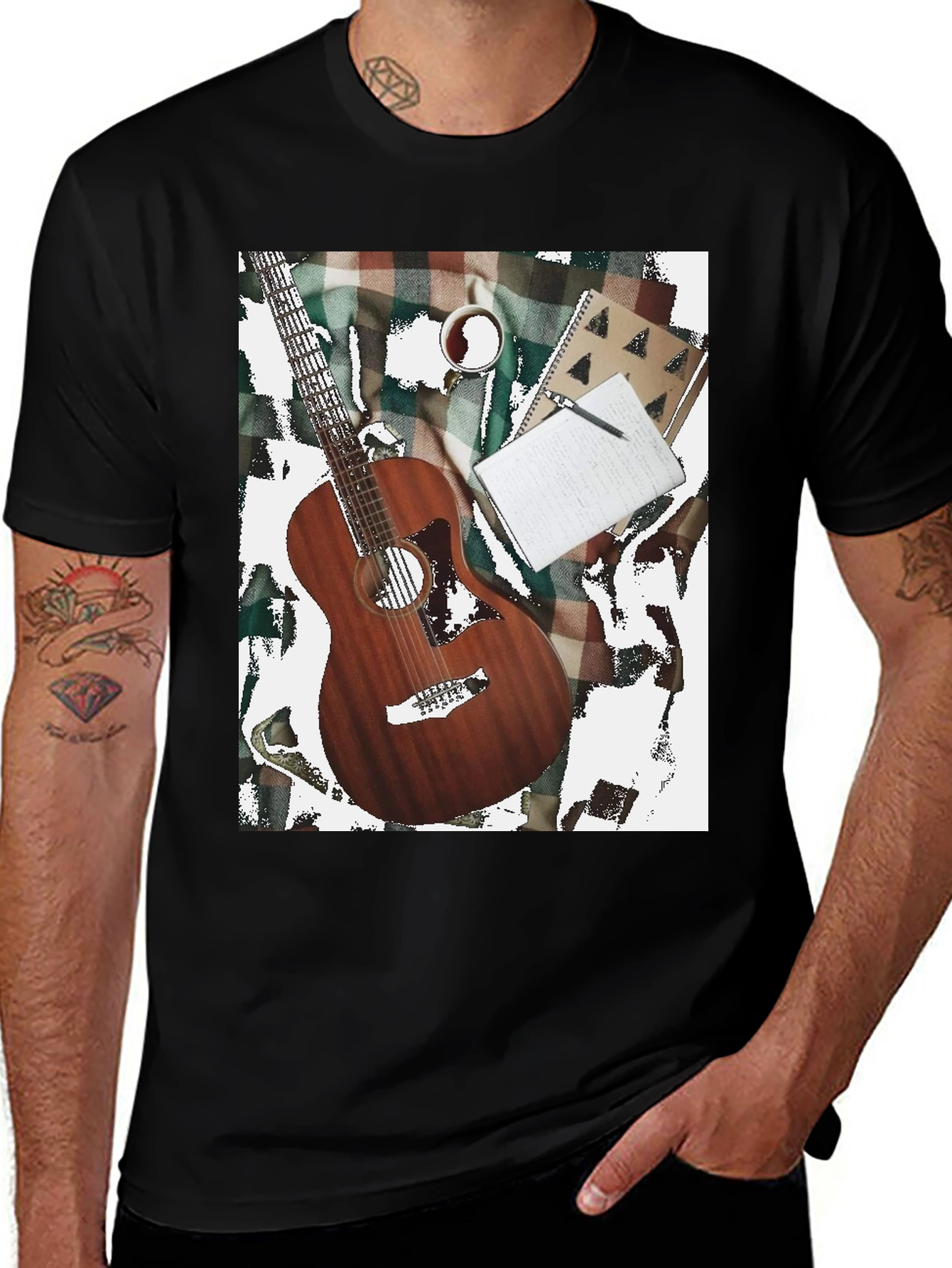 Variant 19 of Guitar, Coffee, and Notebook T-Shirt