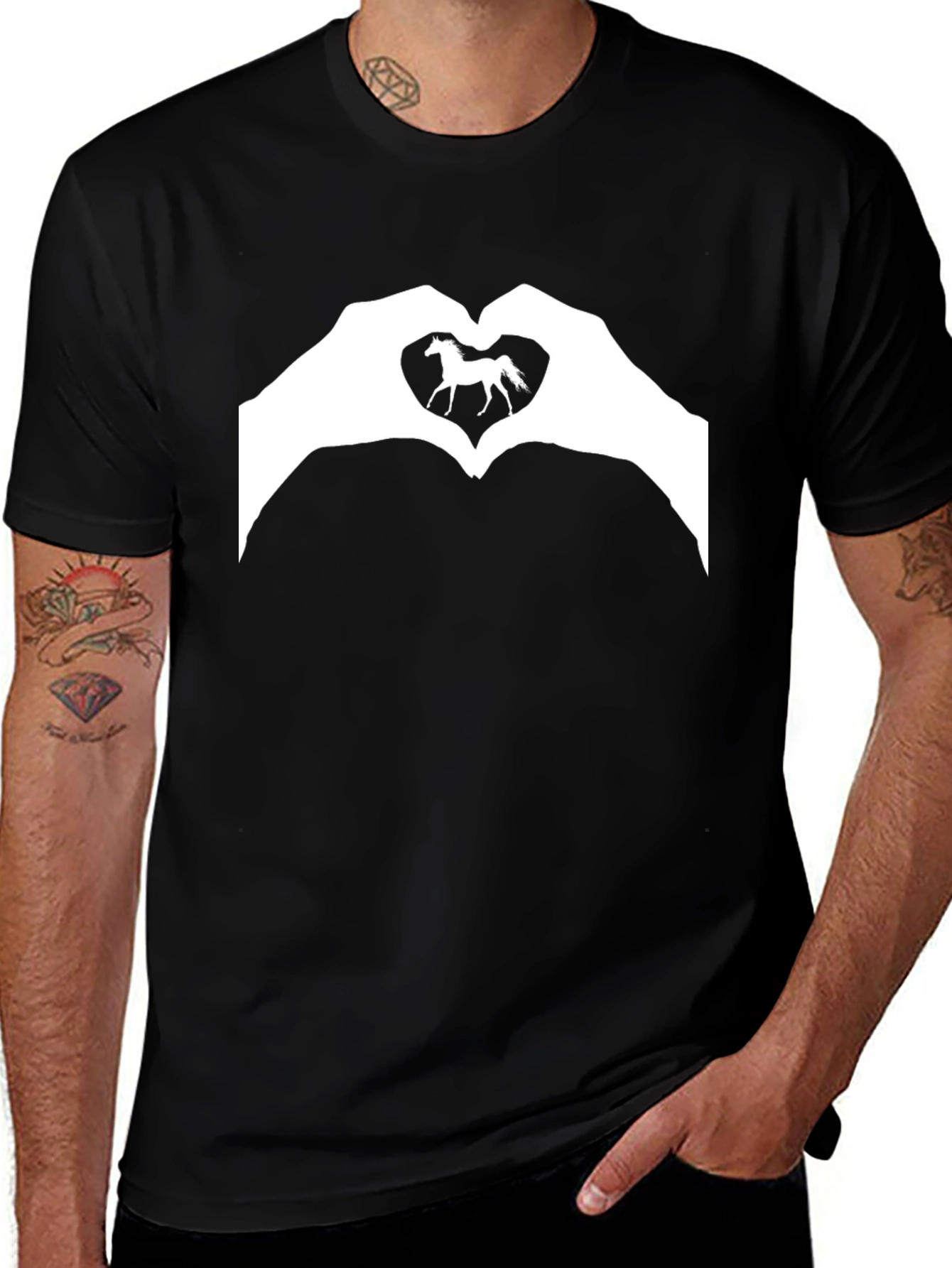 Variant 14 of Horse Love T-Shirt - Heart Hands Graphic Tee
