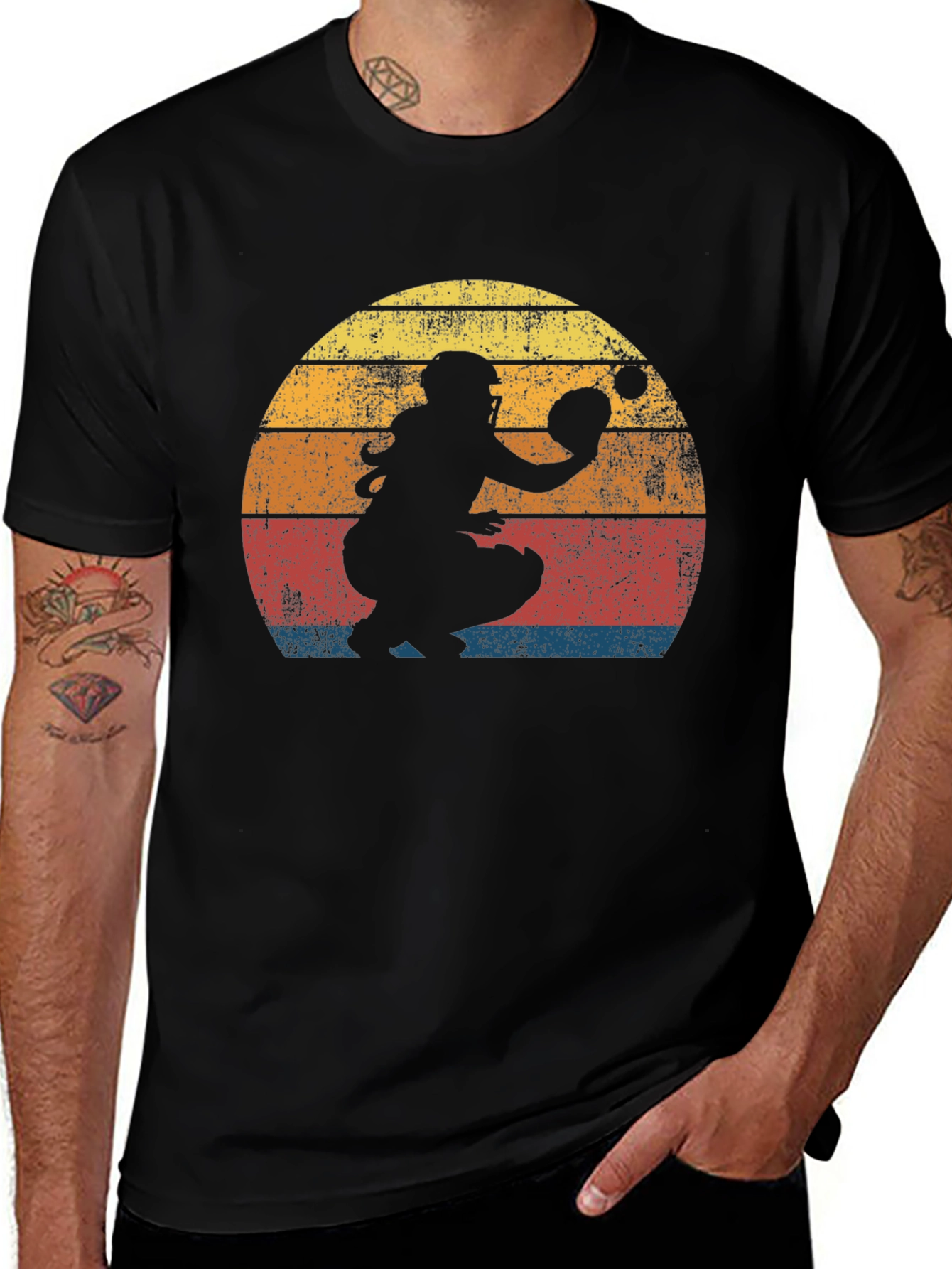 Variant 16 of Vintage Baseball Catcher Silhouette T-Shirt