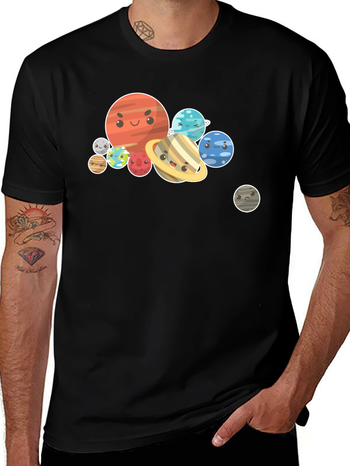 Variant 3 of Cartoon Planet Graphic Black T-Shirt