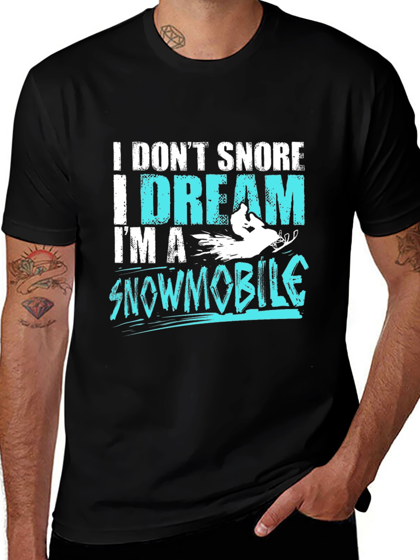 I Dream I'm A Snowmobile Black T-Shirt