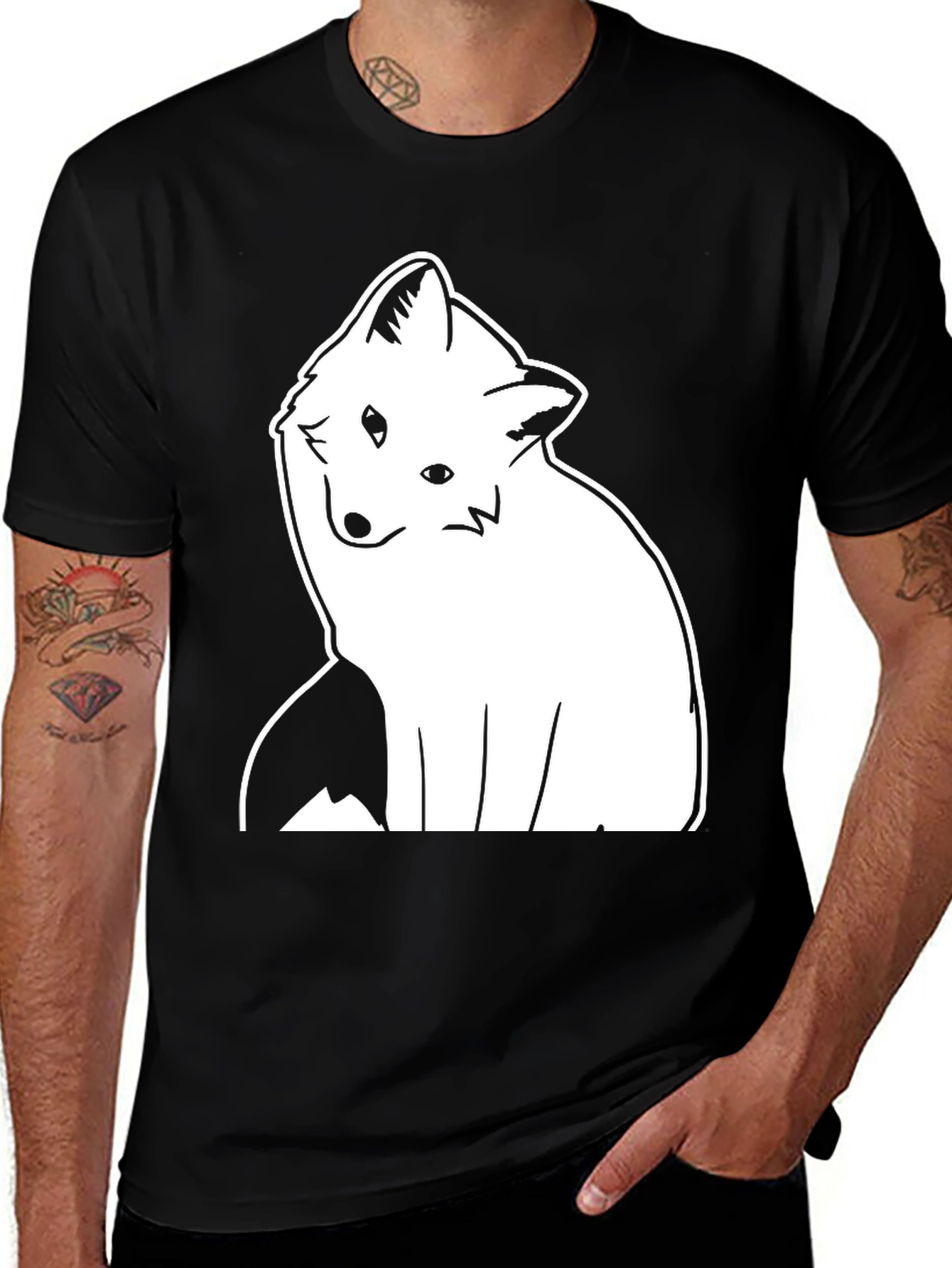 Variant 8 of Cool Fox Graphic Tee - Black Cotton T-Shirt