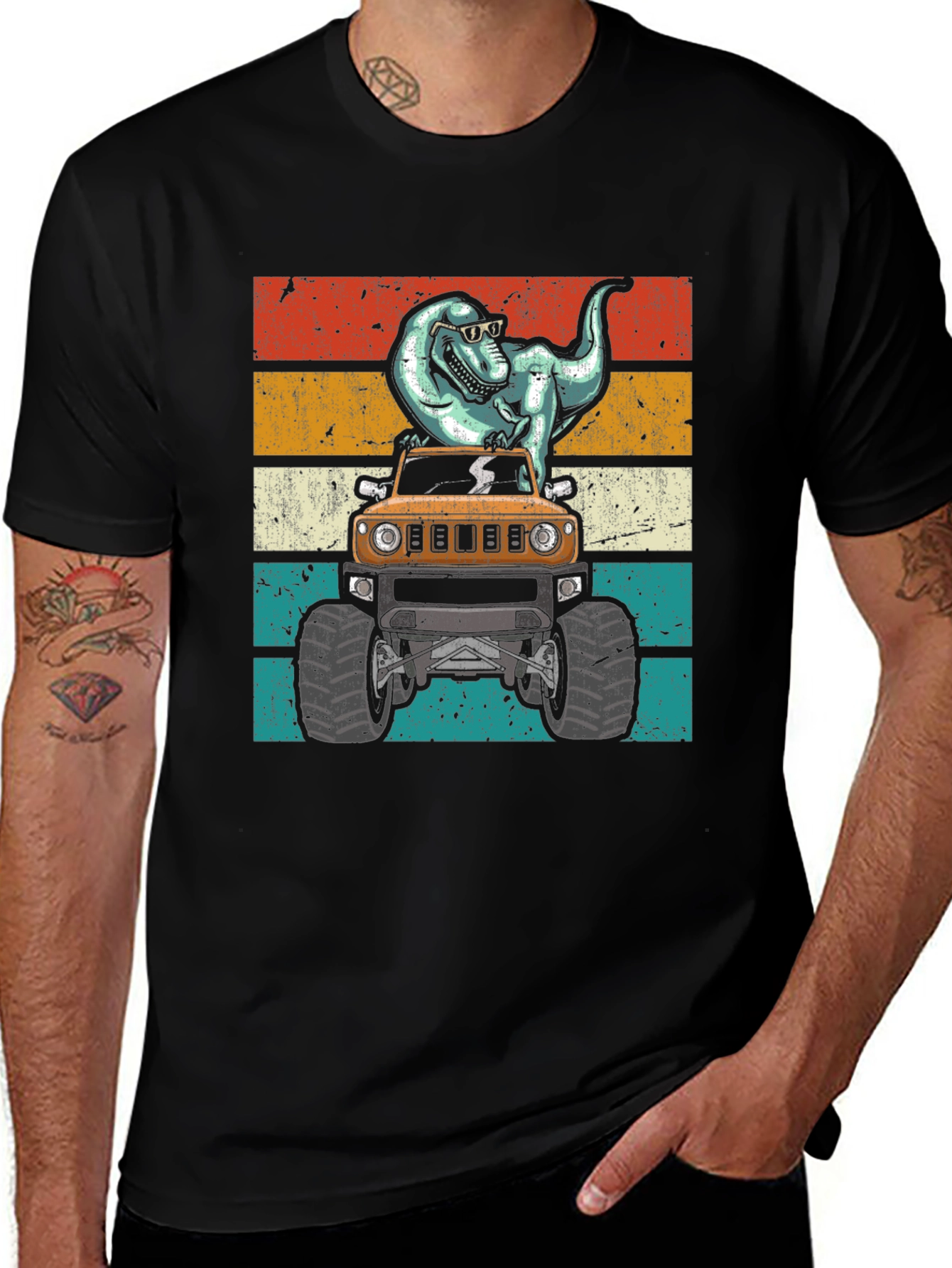 Variant 21 of Dinosaur Monster Truck Graphic Tee - Cool Novelty T-Shirt