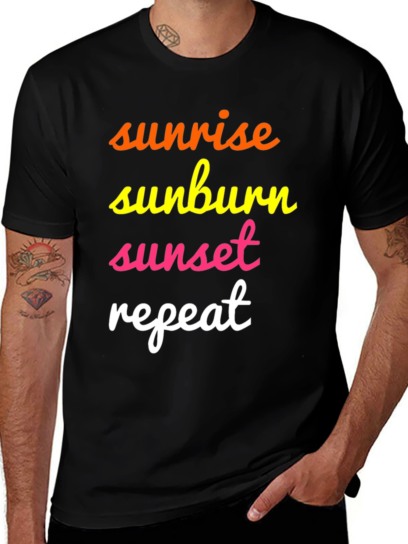 Variant 14 of Sunrise Sunburn Sunset Repeat Graphic Tee