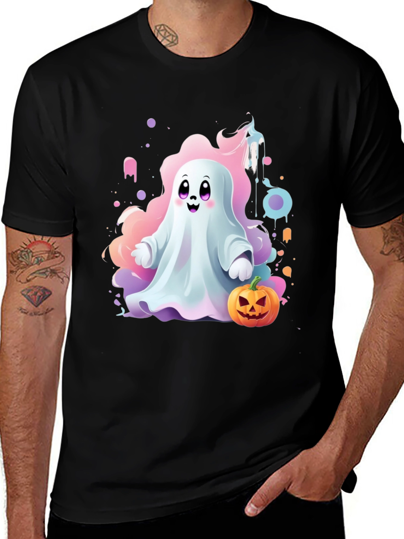 Variant 19 of Cute Ghost & Pumpkin Halloween T-Shirt