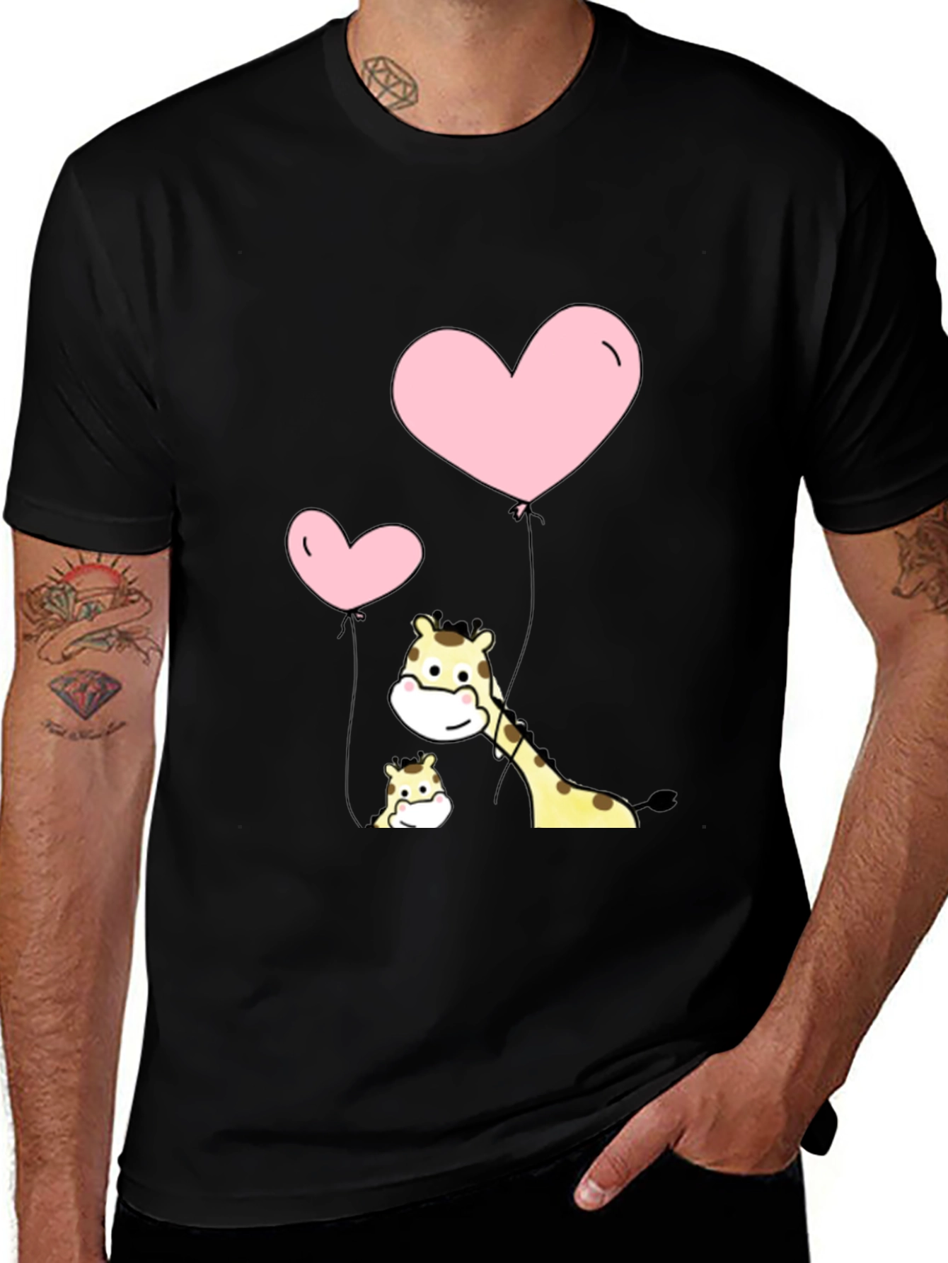 Variant 3 of Cute Giraffe with Heart Balloons T-Shirt