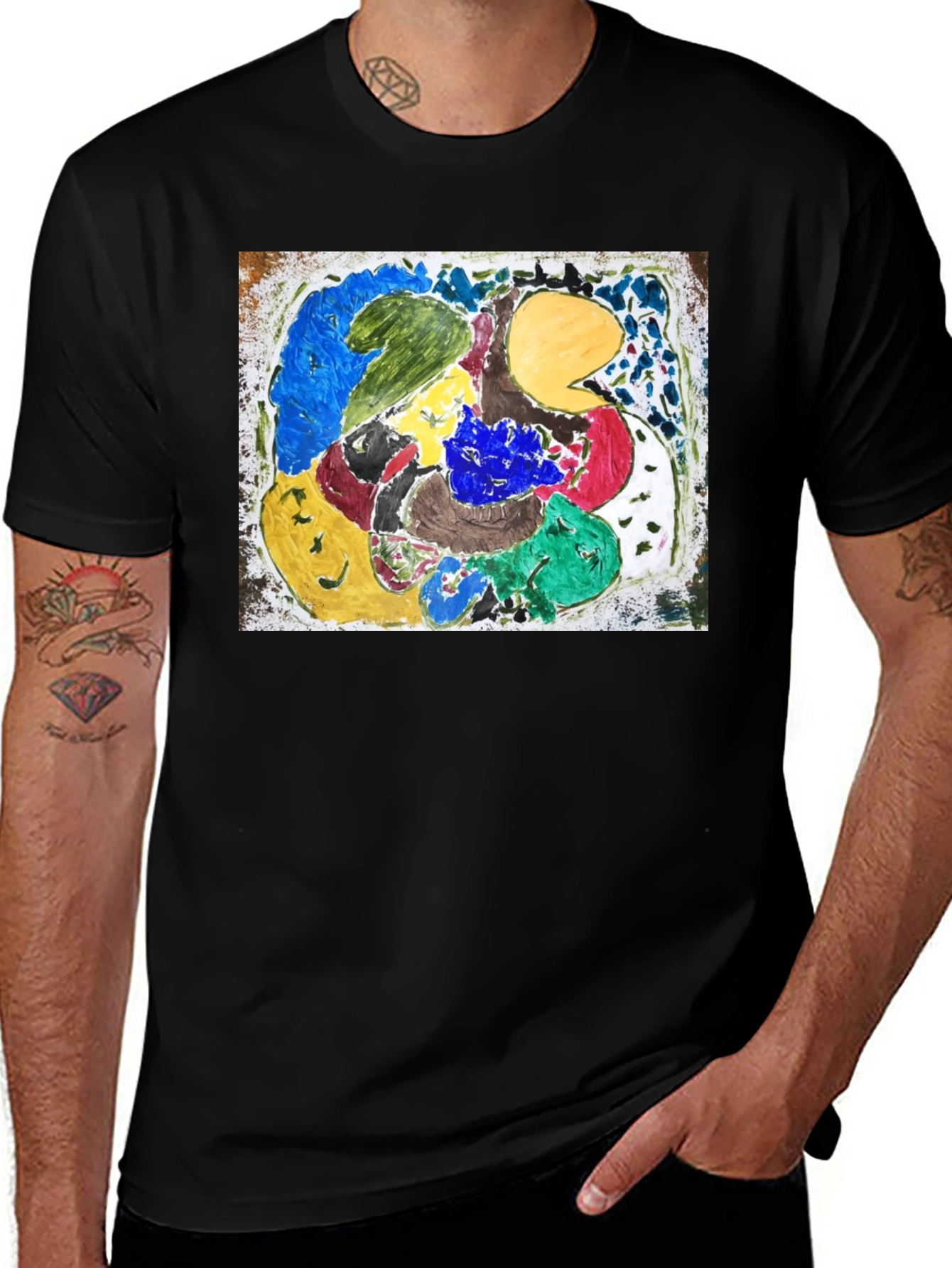 Black Abstract Art Graphic Tee - Unique Design main image
