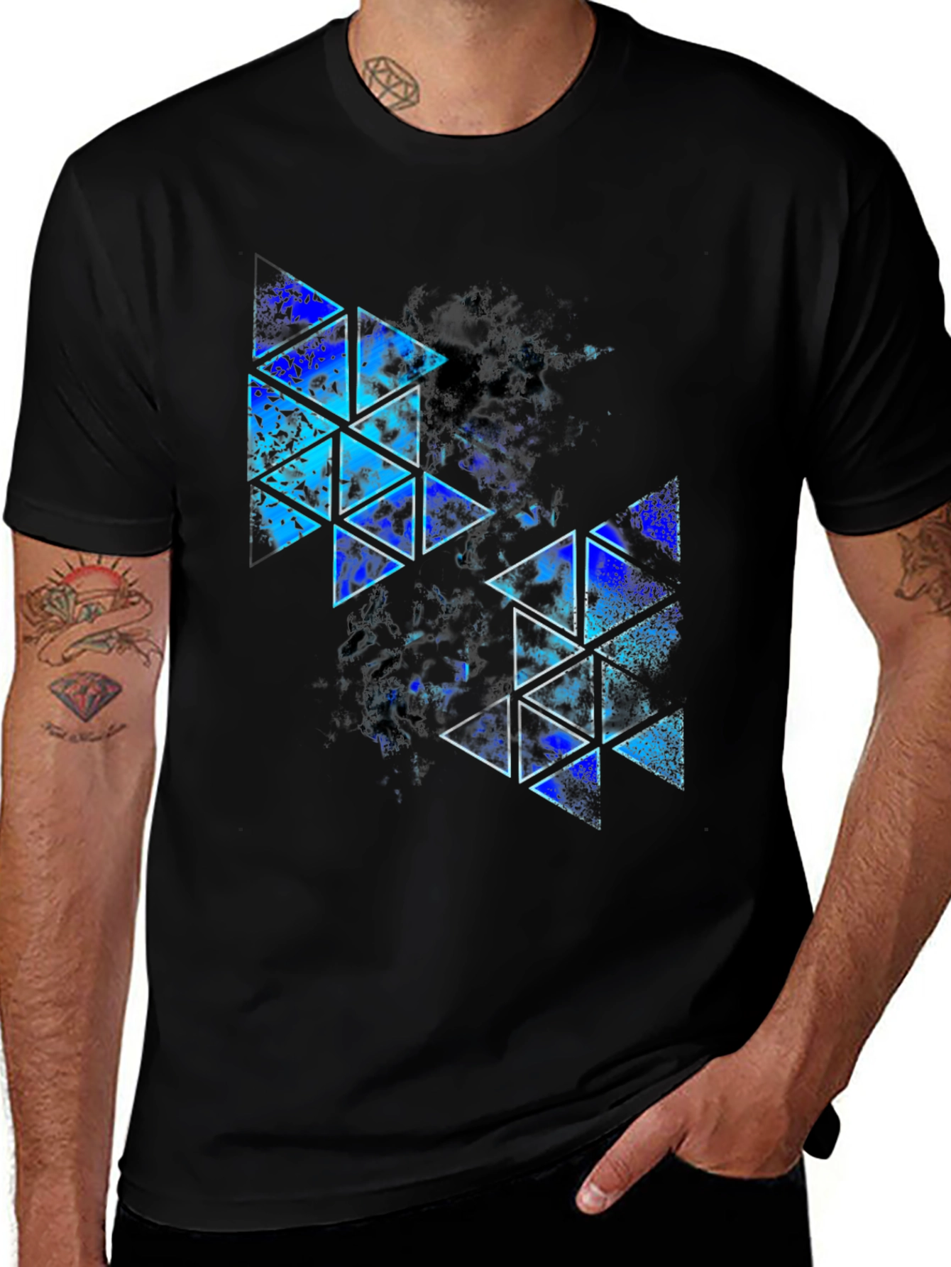 Variant 29 of Abstract Geometric Triangle Print T-Shirt