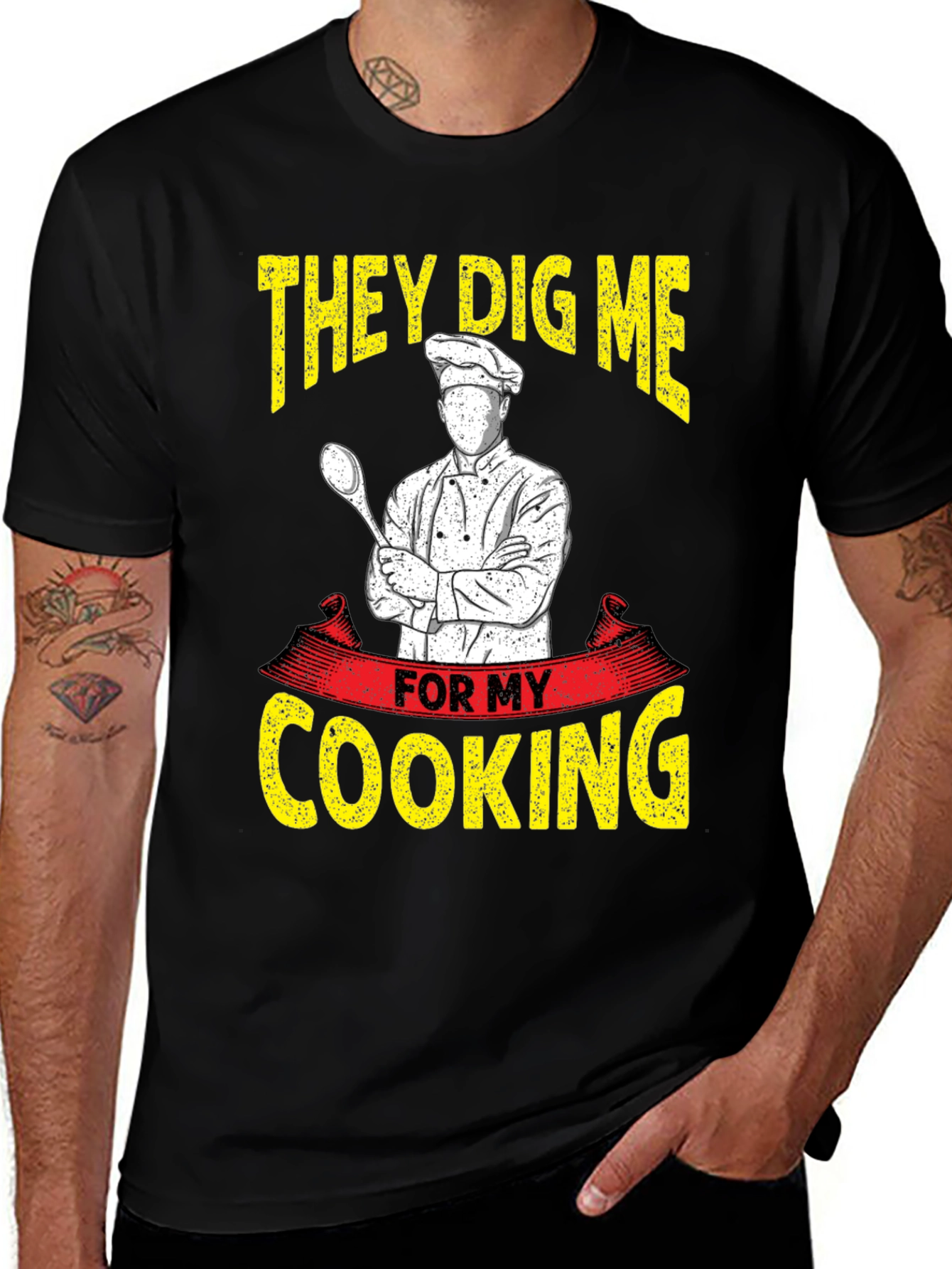 Black Chef Cooking T-Shirt - They Dig Me For My Cooking main image
