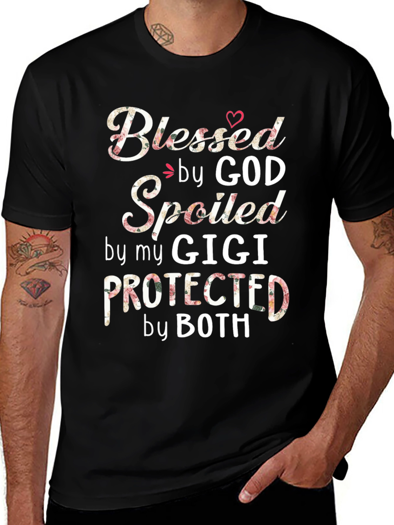 Blessed by God Spoiled by Gigi Black T-Shirt